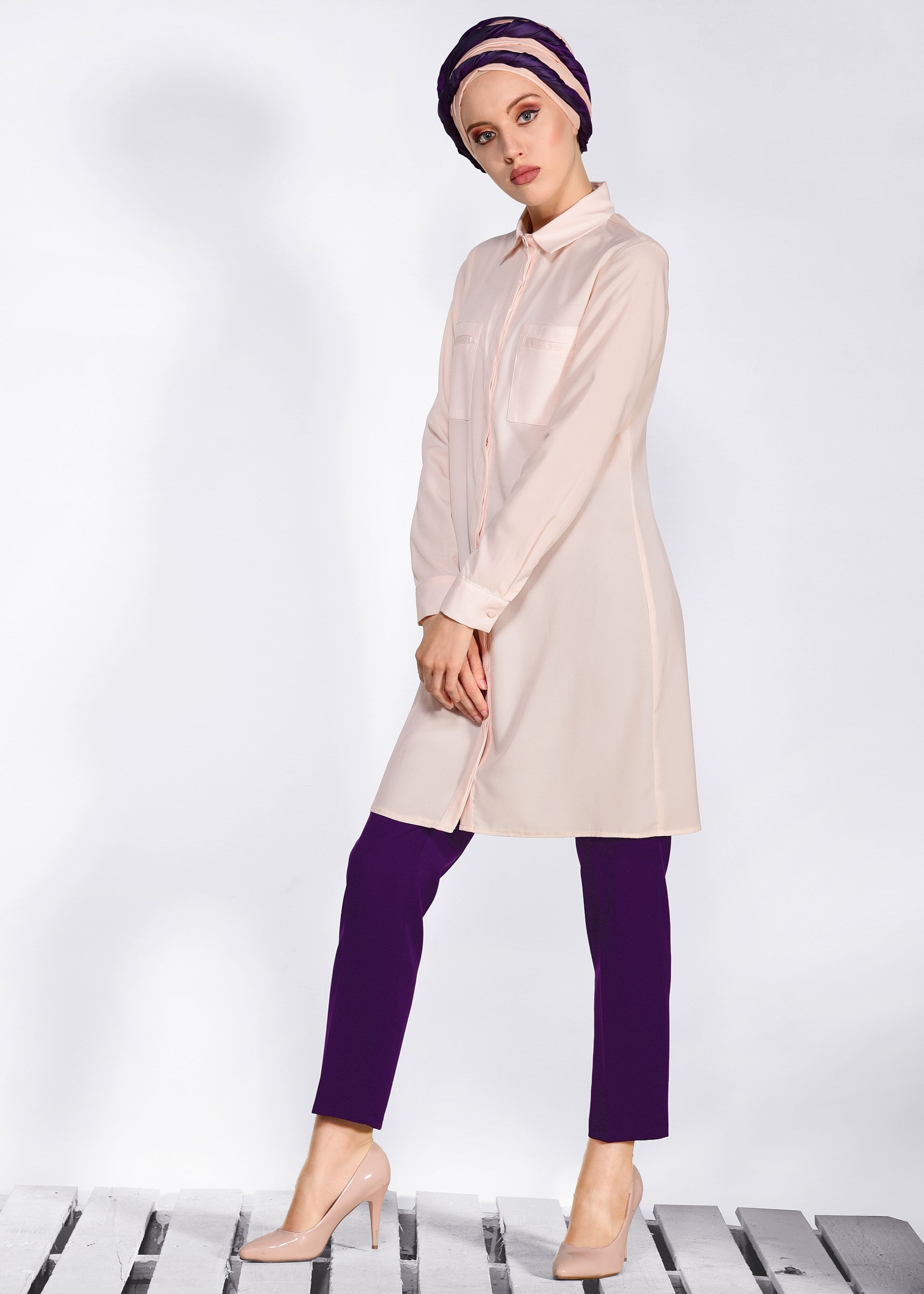 Tesettür giyim PUDRA 4460 SACURA TESETTÜR TUNİK 38/46 TEK36