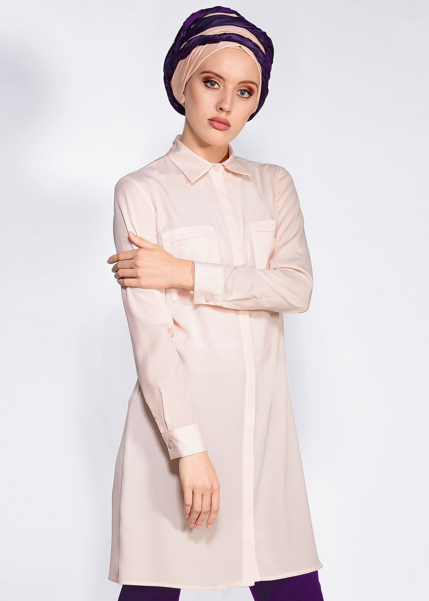 Tesettür giyim PUDRA 4460 SACURA TESETTÜR TUNİK 38/46 TEK36