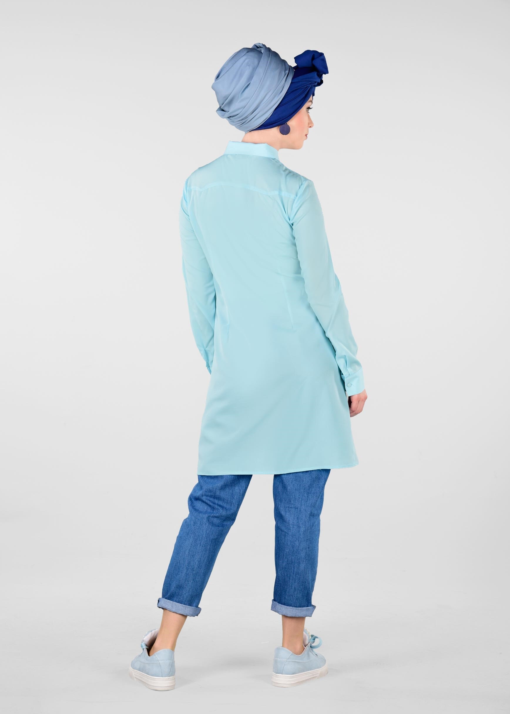 Tesettür giyim MAVİ 4460 SACURA TESETTÜR TUNİK 38/46 TEK36