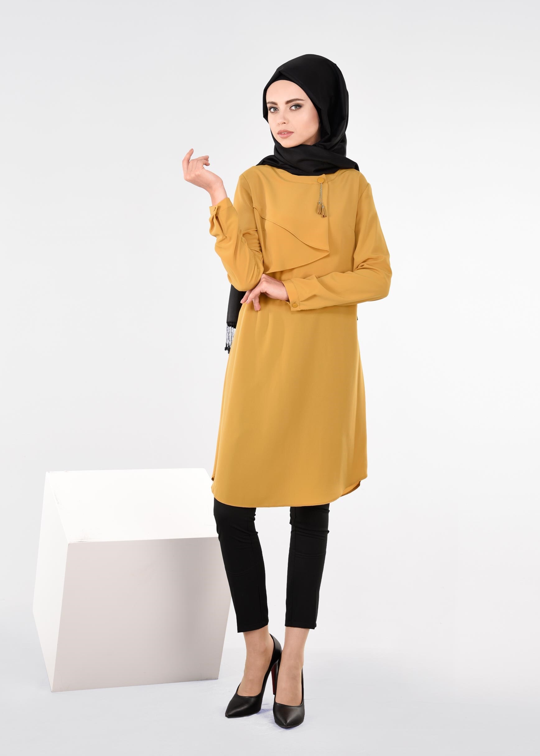 Tesettür giyim SARI 4462 6384 TUNİK 40/48 TEK38