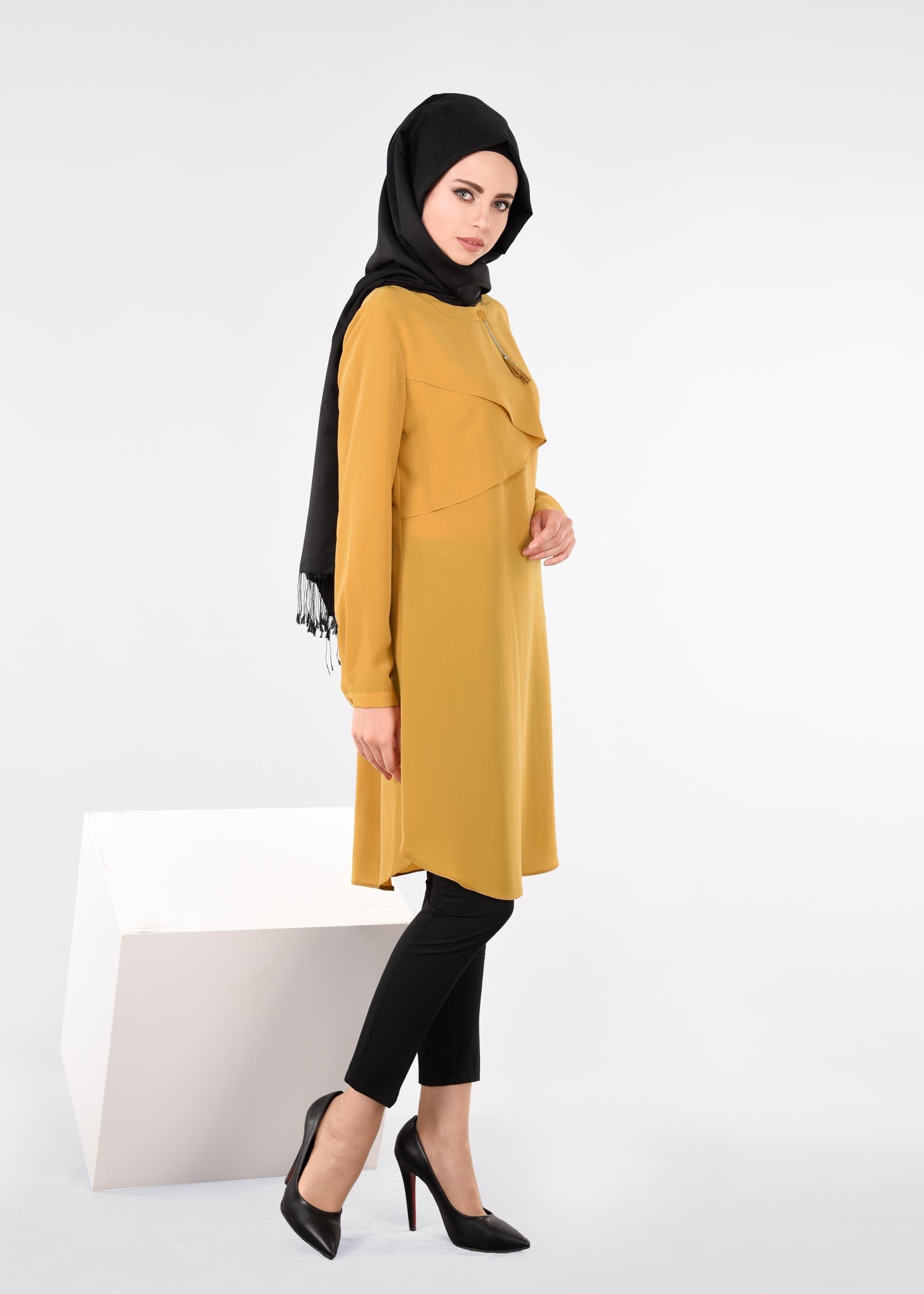 Tesettür giyim SARI 4462 6384 TUNİK 40/48 TEK38
