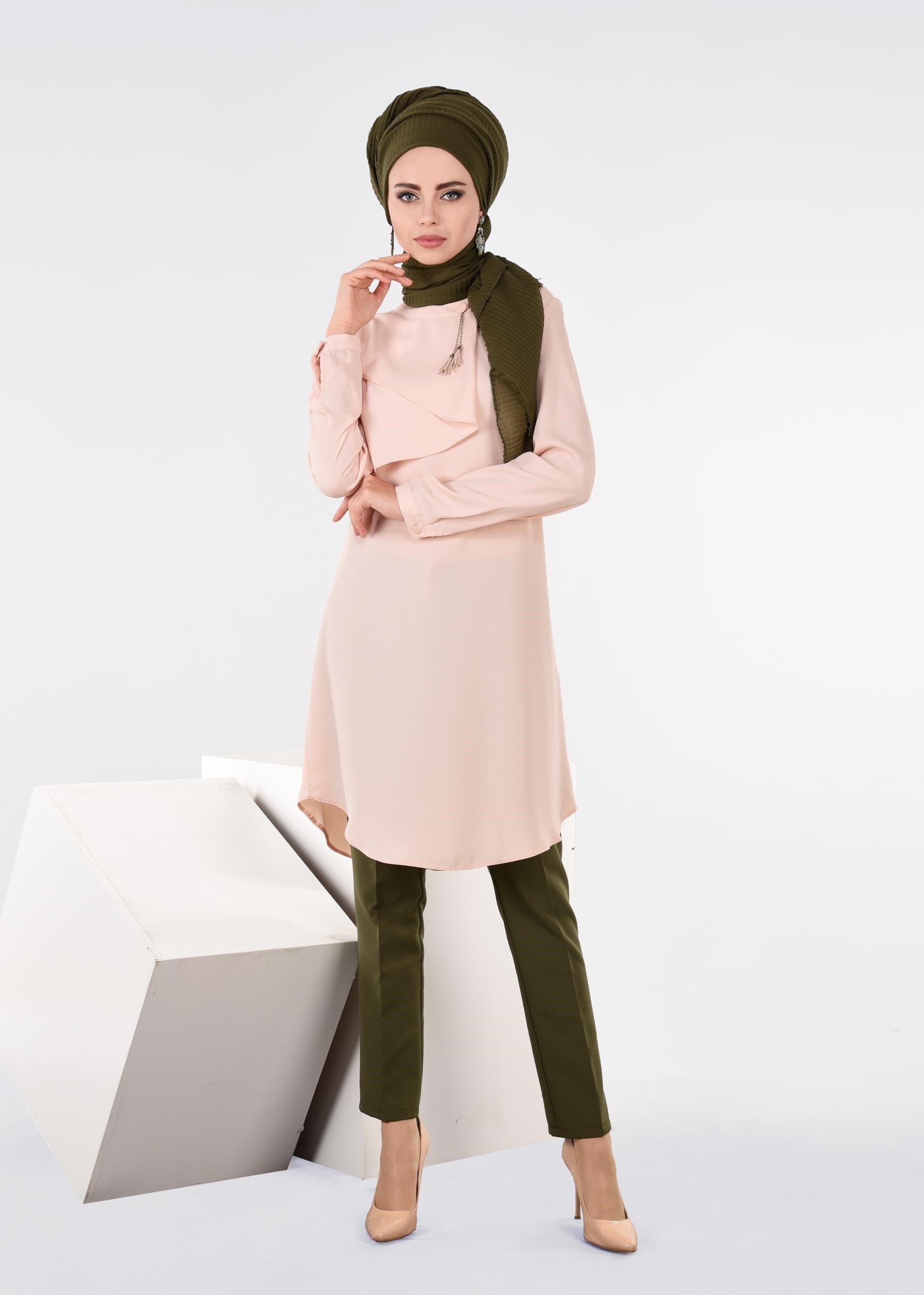Tesettür giyim PEMBE 4462 6384 TUNİK 40/48 TEK38