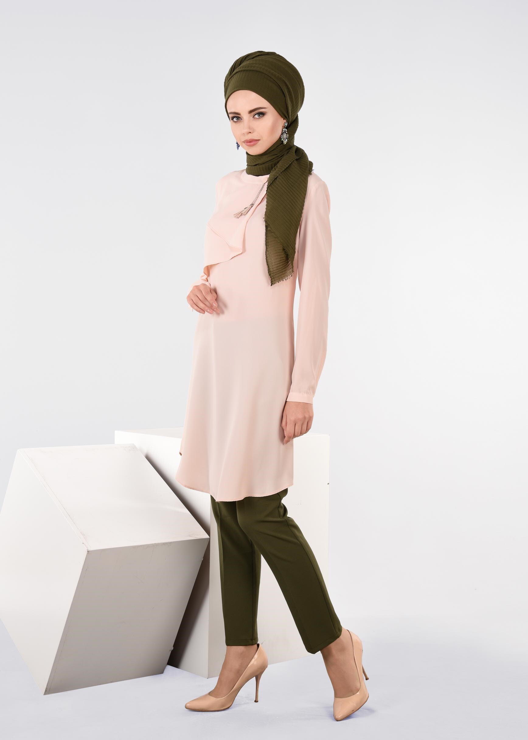 Tesettür giyim PEMBE 4462 6384 TUNİK 40/48 TEK38