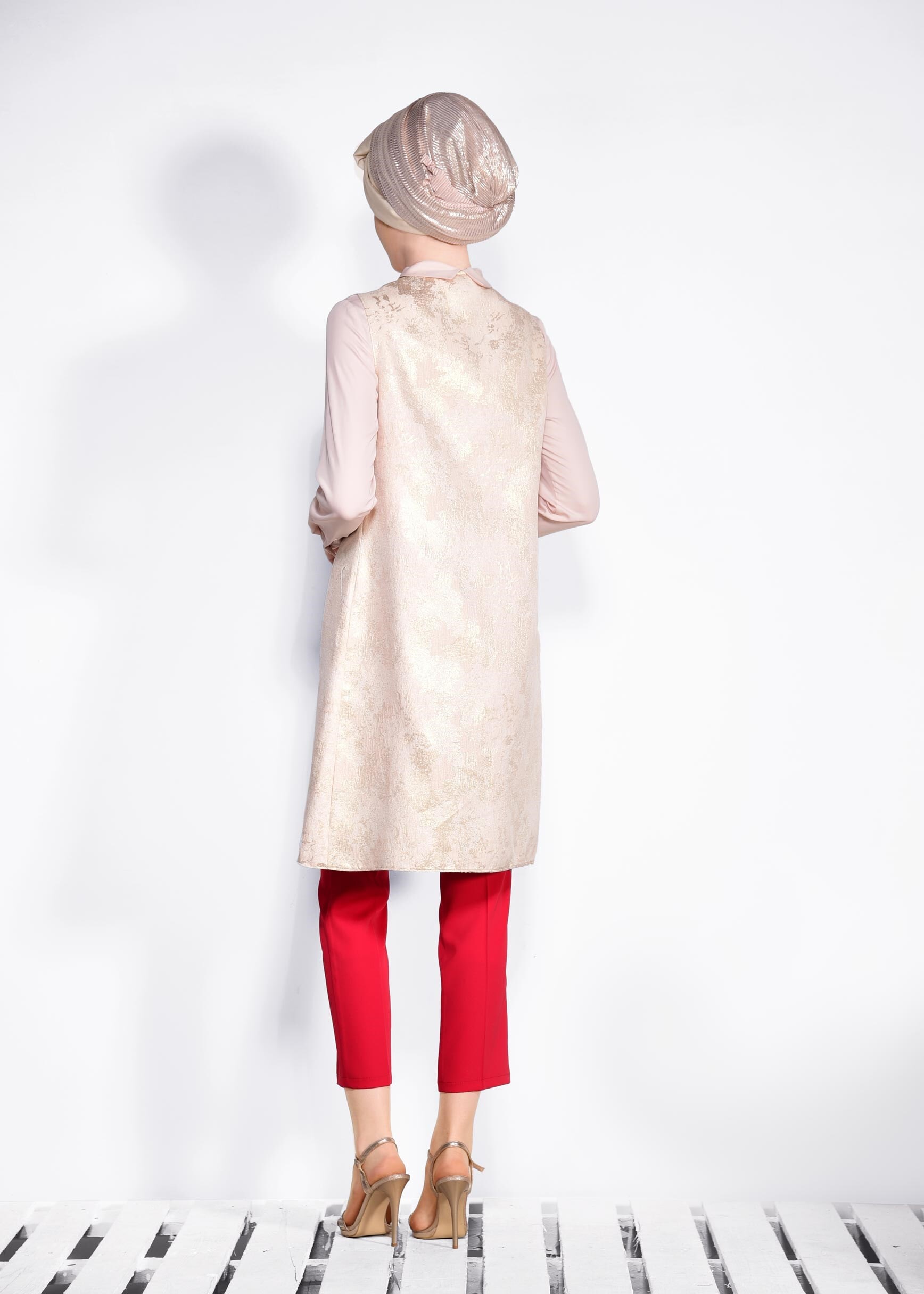 Tesettür giyim PUDRA 4475 JAKAR 694 2&prime;Lİ TUNİK 40/48 TEK38