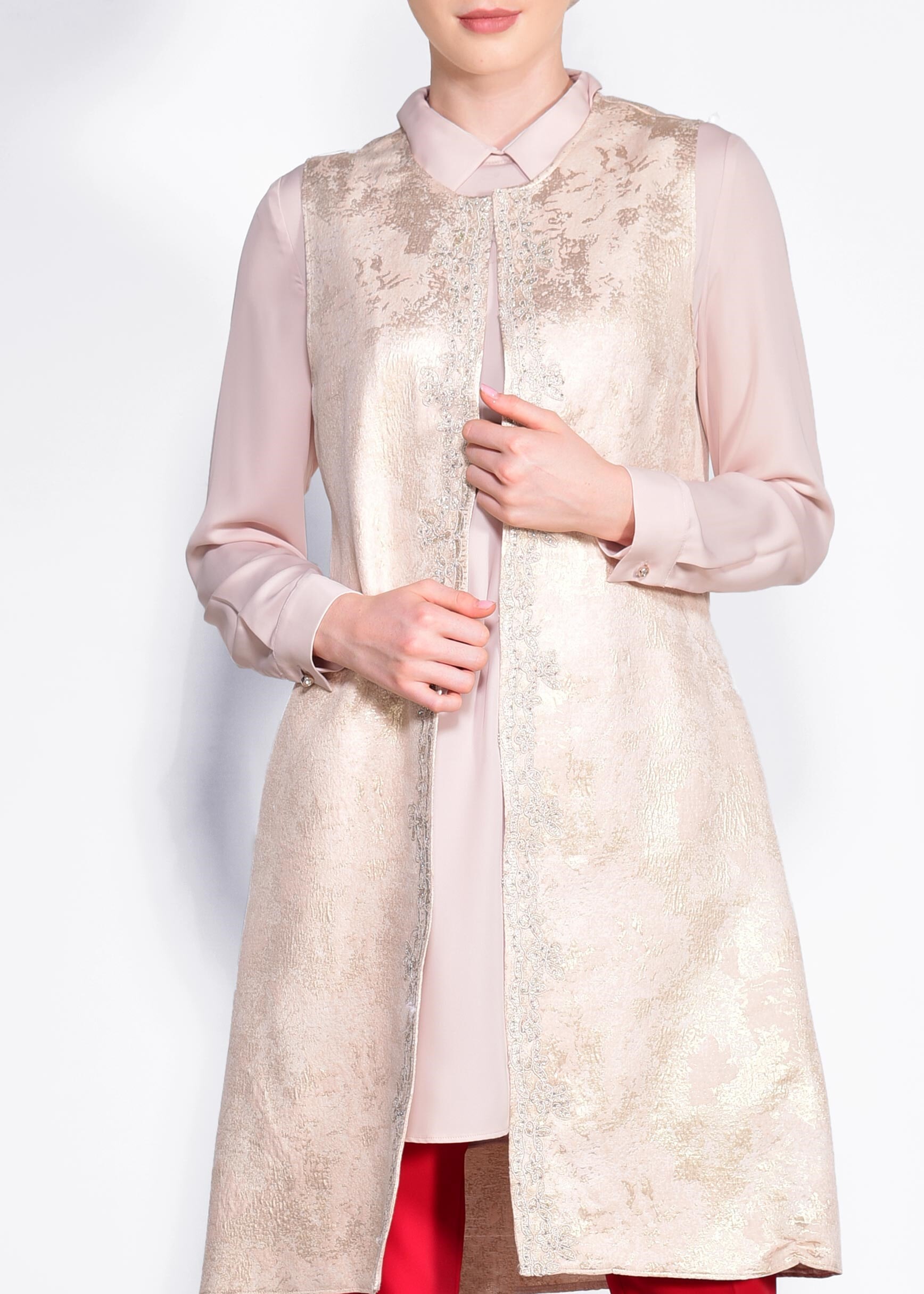 Tesettür giyim PUDRA 4475 JAKAR 694 2&prime;Lİ TUNİK 40/48 TEK38