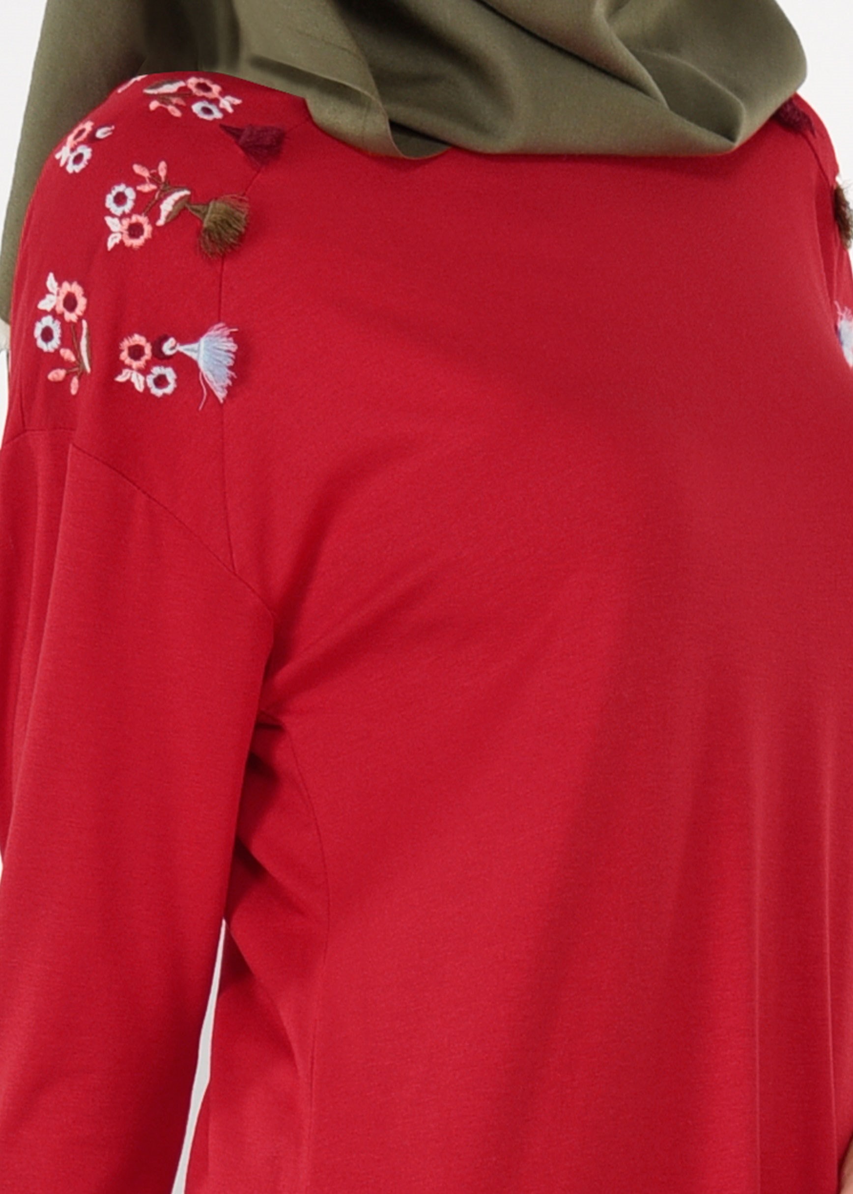 Tesettür giyim KIRMIZI 4487 NEW VİSCON LYCRA TESETTÜR TUNİK 38/46