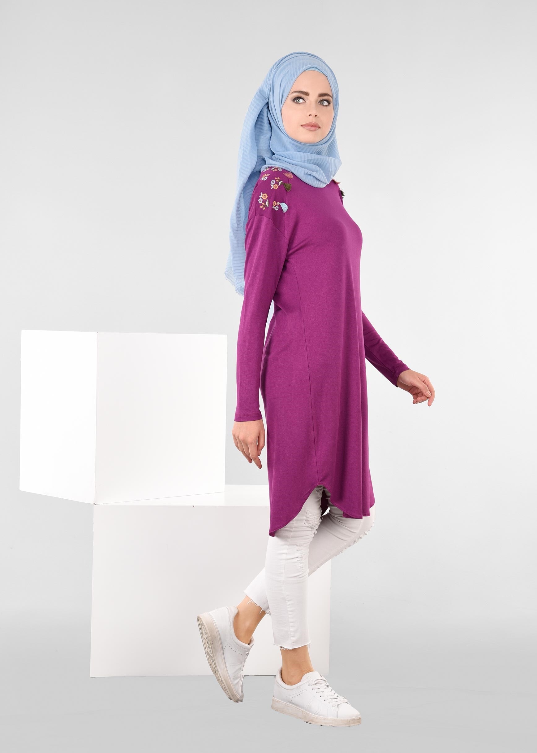 Tesettür giyim MOR 4487 NEW VİSCON LYCRA TESETTÜR TUNİK 38/46