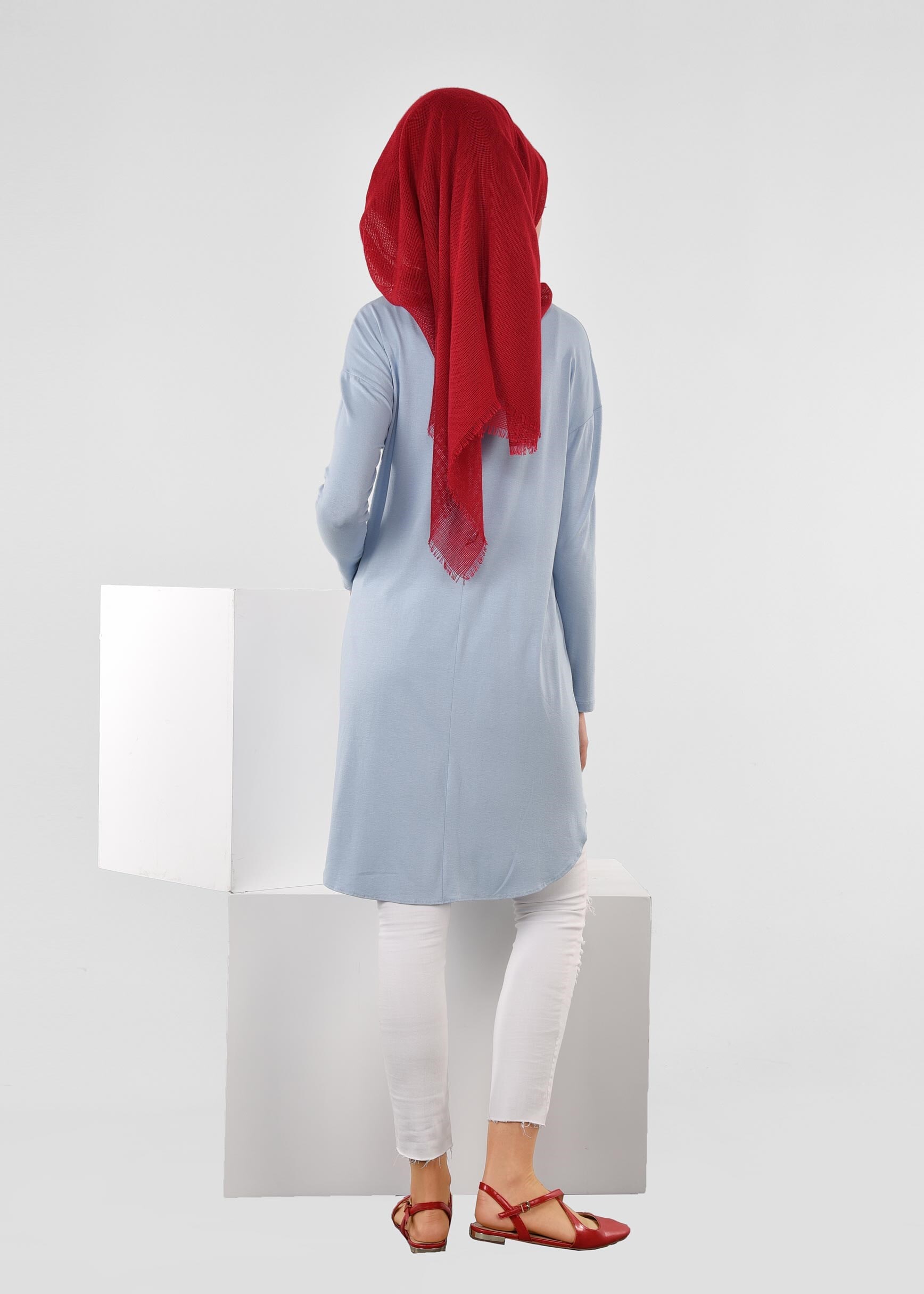 Tesettür giyim MAVİ 4487 NEW VİSCON LYCRA TESETTÜR TUNİK 38/46