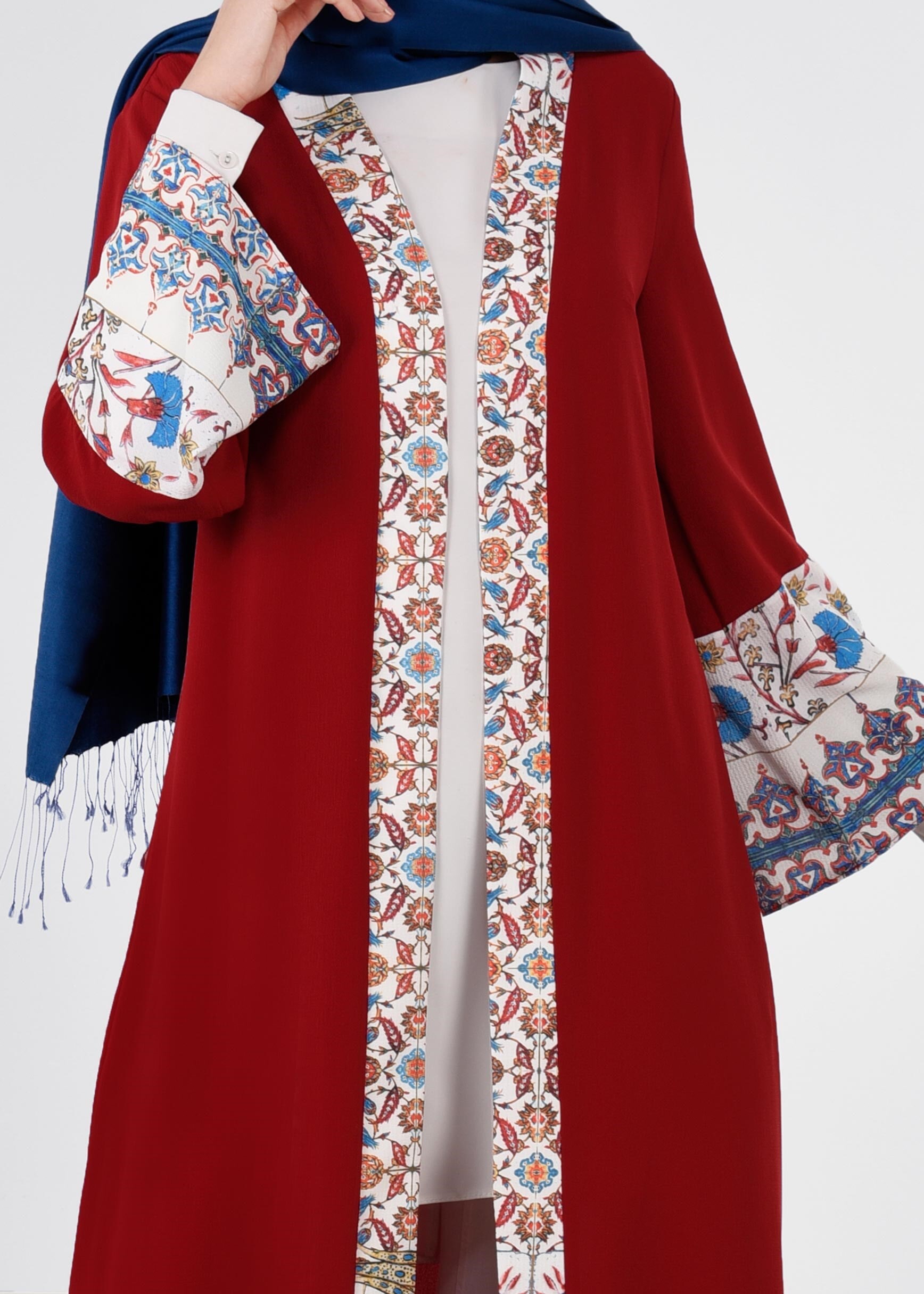 Tesettür giyim BORDO 4488 EVA CREP TUNİK 40/48