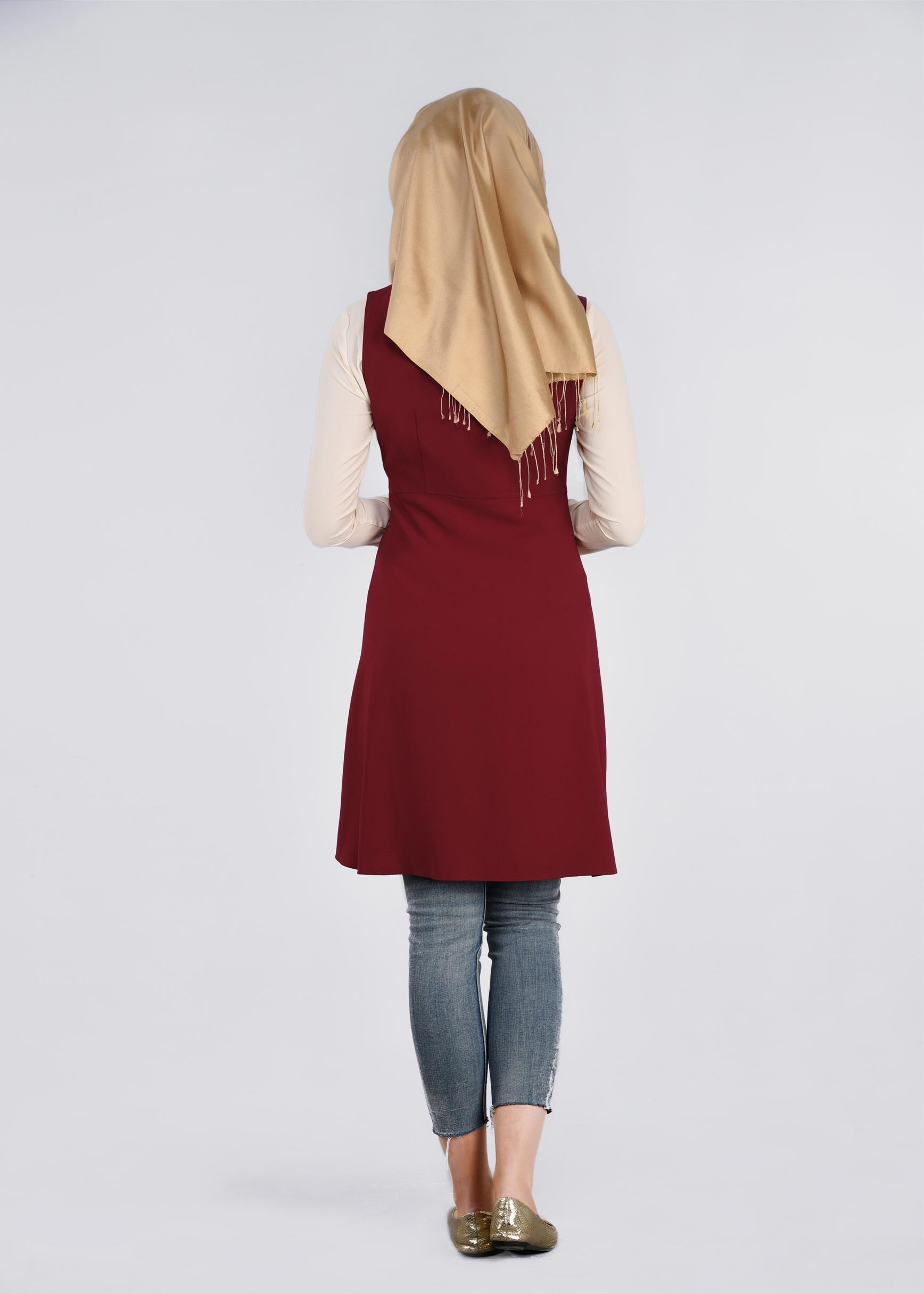 Tesettür giyim KIRMIZI 4512 NAZENİN 9004 2&prime;Lİ TUNİK 38/44