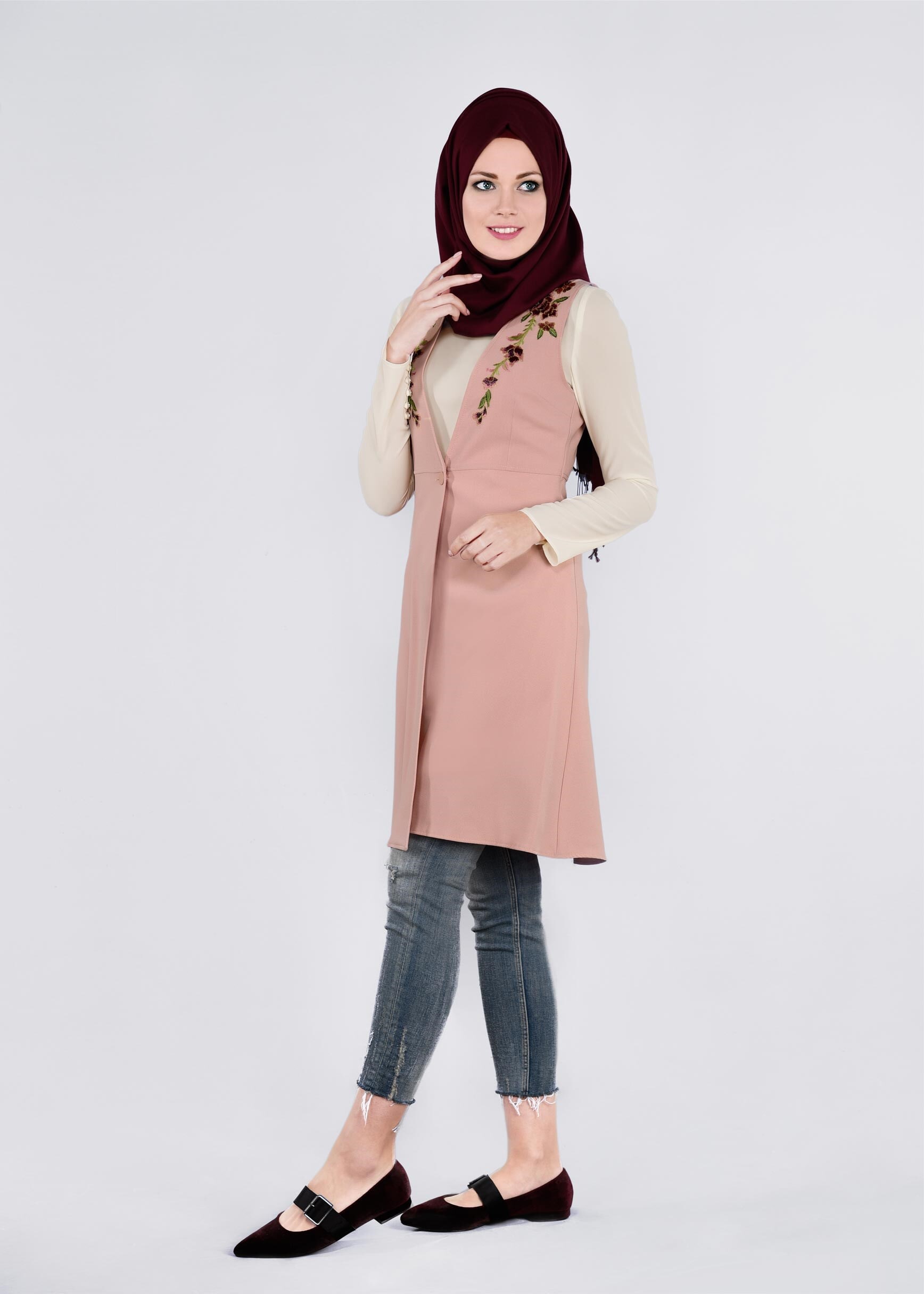 Tesettür giyim PUDRA 4512 NAZENİN 9004 2&prime;Lİ TUNİK 38/44