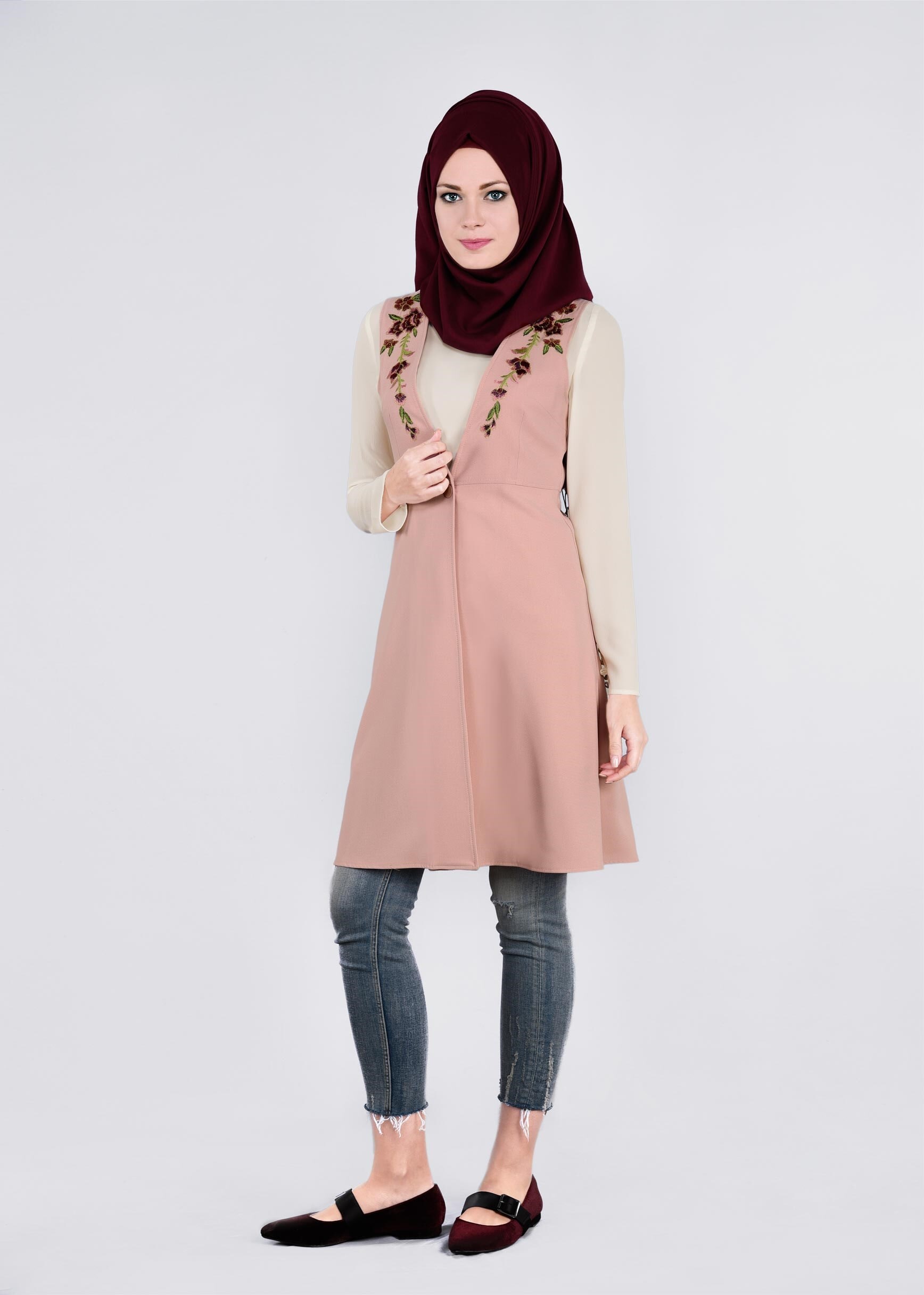 Tesettür giyim PUDRA 4512 NAZENİN 9004 2&prime;Lİ TUNİK 38/44