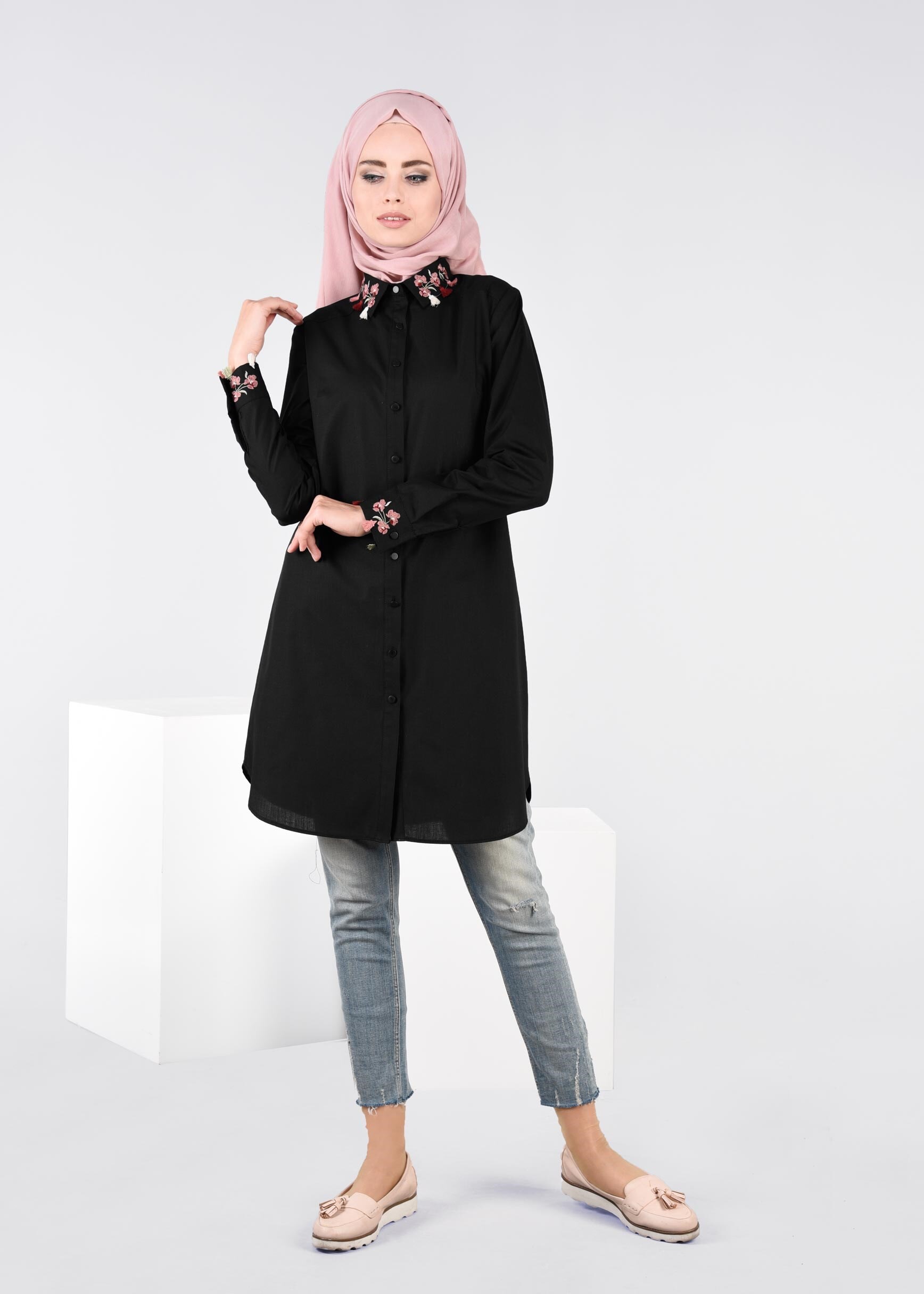 Tesettür giyim SİYAH 4514 NEW VUAL TUNİK 40/48 TEK38