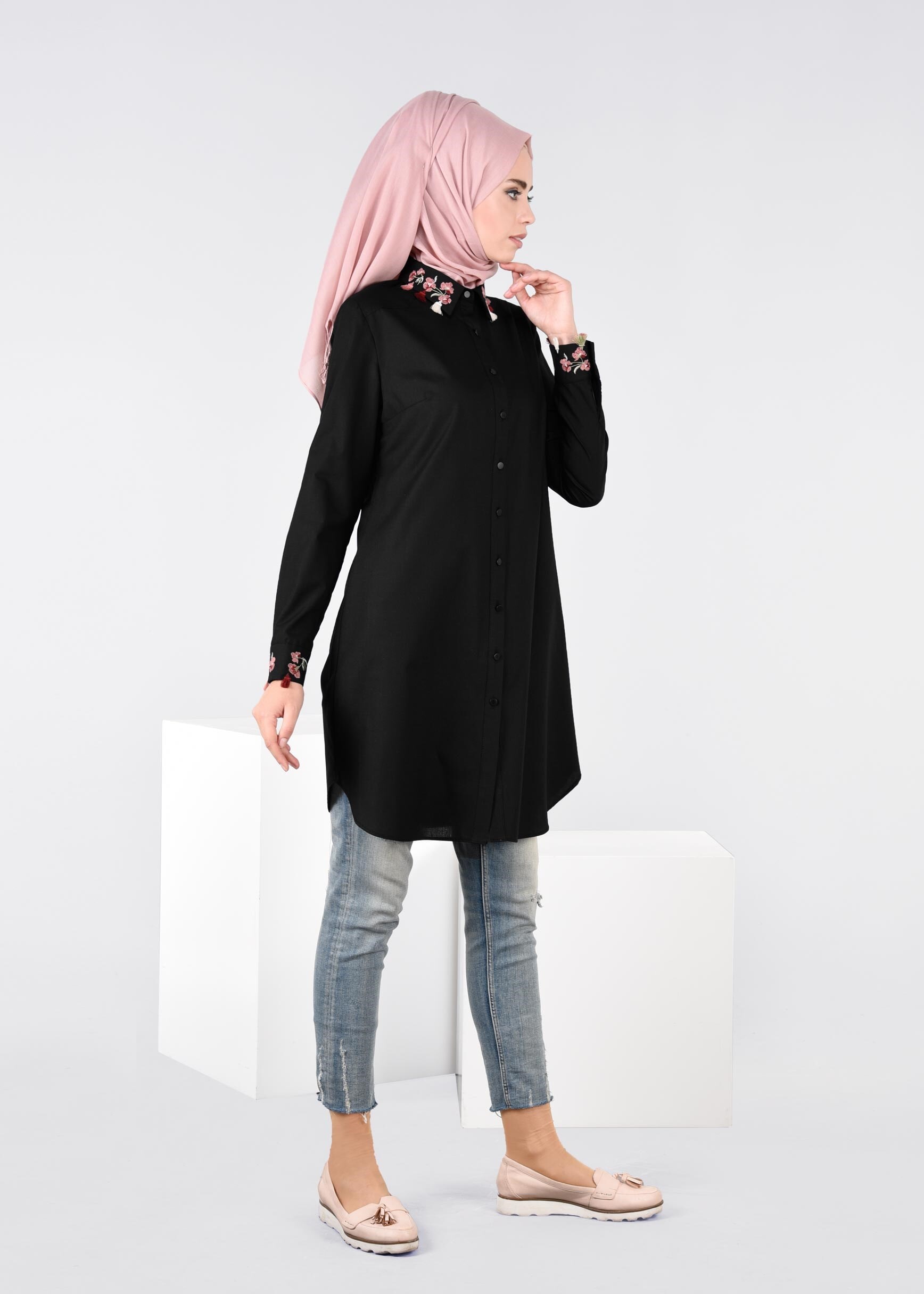 Tesettür giyim SİYAH 4514 NEW VUAL TUNİK 40/48 TEK38