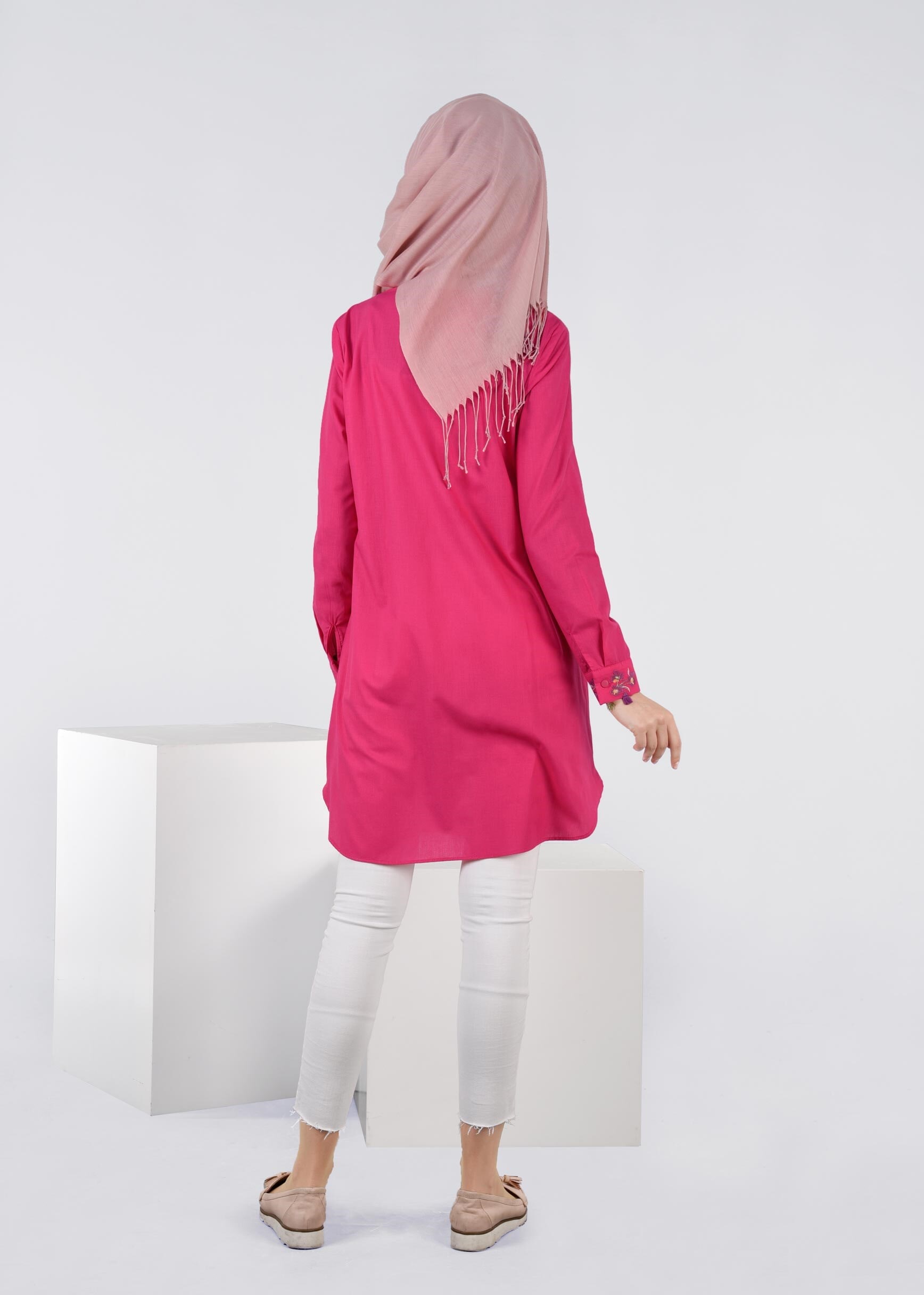 Tesettür giyim PEMBE 4514 NEW VUAL TUNİK 40/48 TEK38