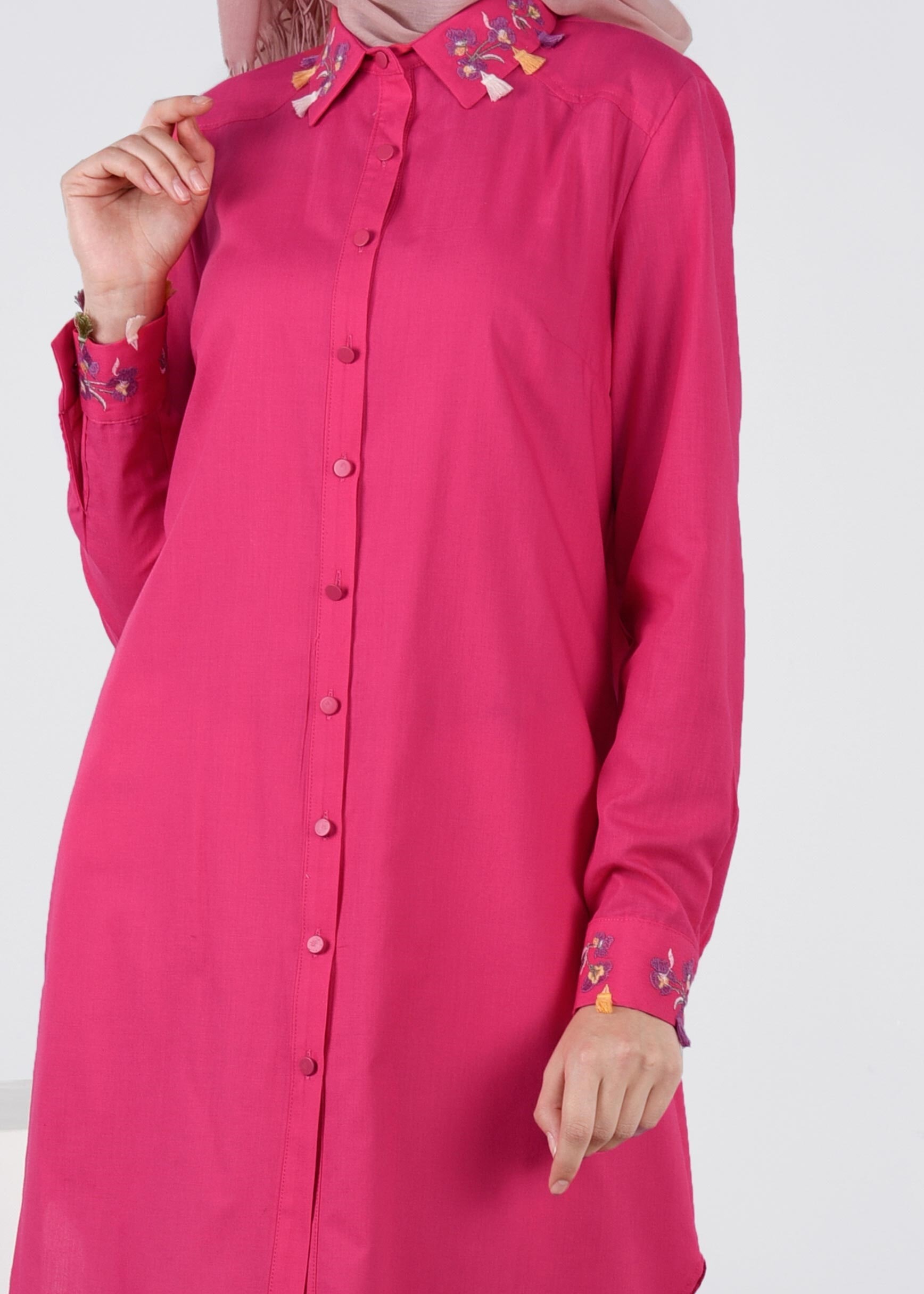 Tesettür giyim PEMBE 4514 NEW VUAL TUNİK 40/48 TEK38