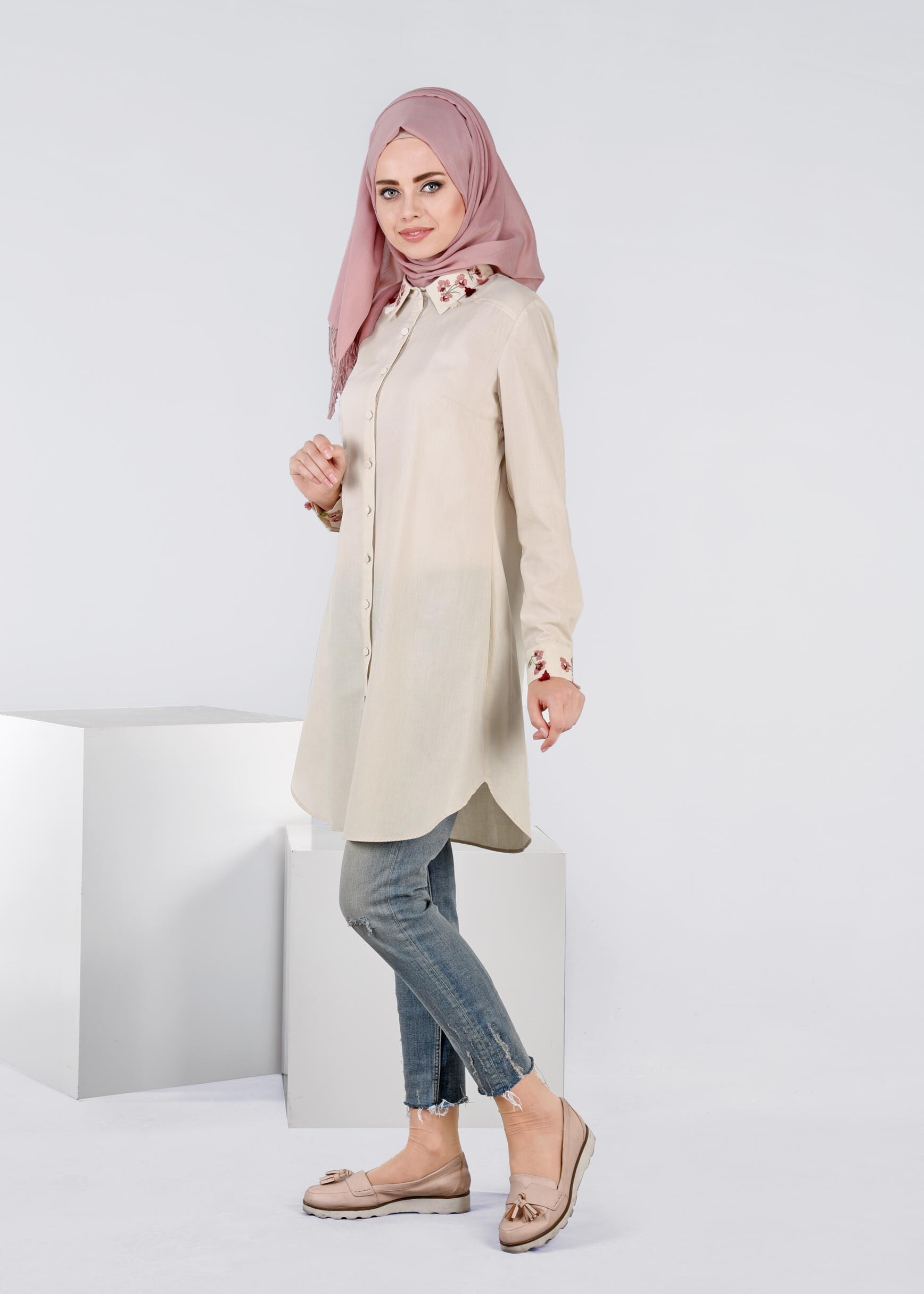 Tesettür giyim BEJ 4514 NEW VUAL TUNİK 40/48 TEK38