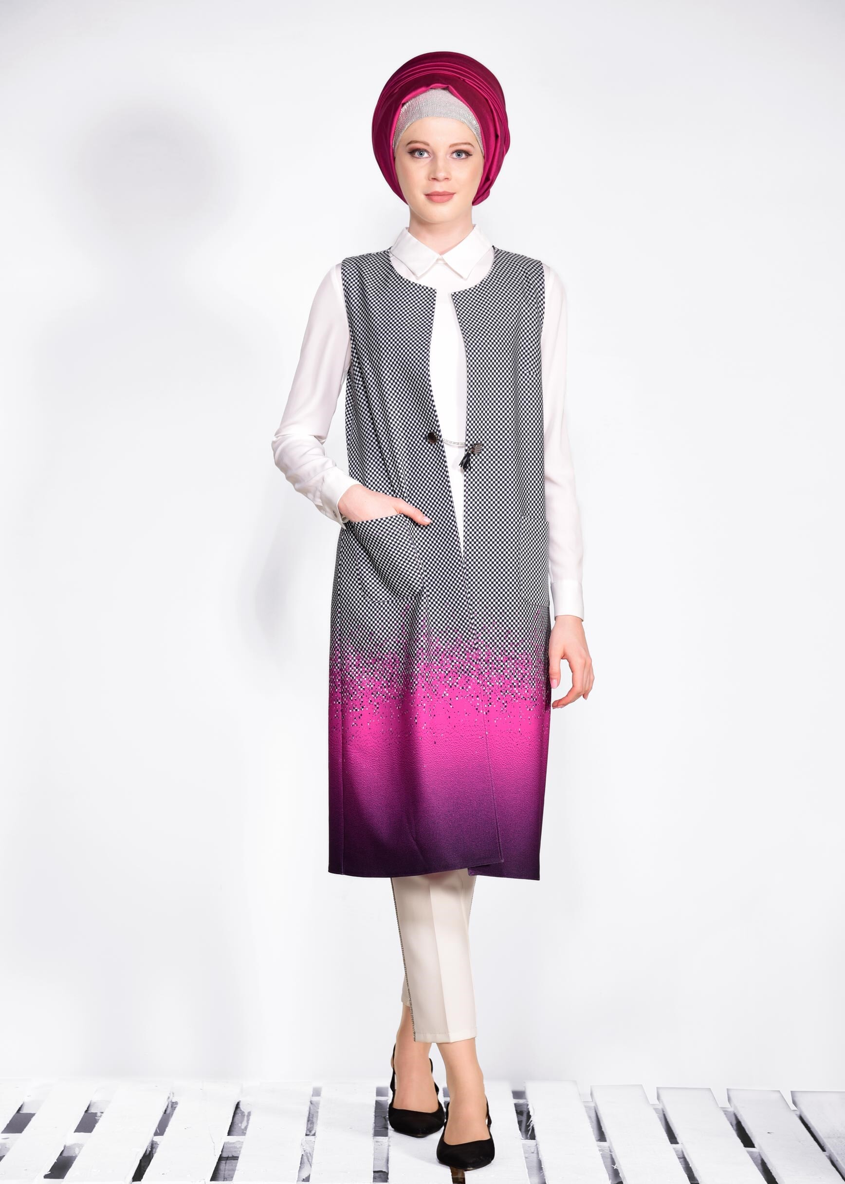 Tesettür giyim FUŞYA 4525 POWER 2246 2&prime;Lİ TUNİK 38/46