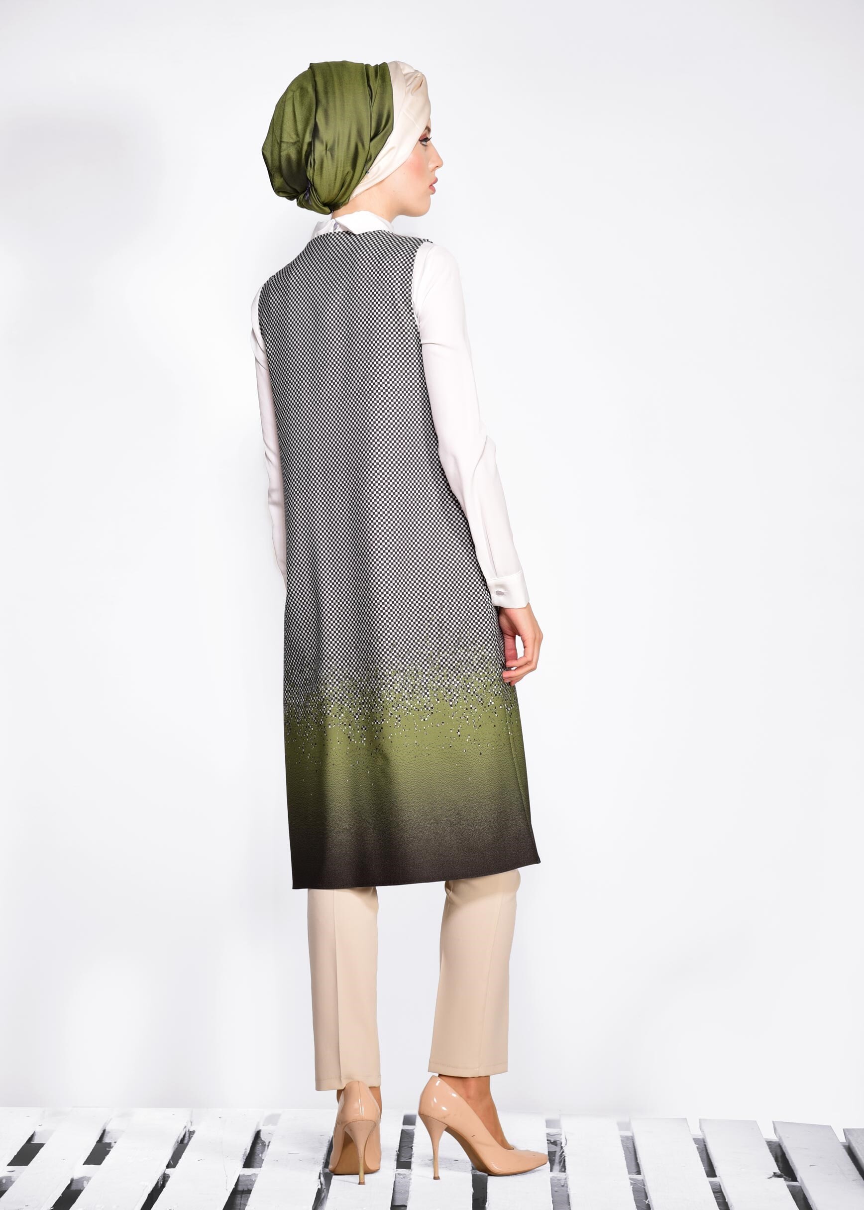 Tesettür giyim HAKİ 4525 POWER 2246 2&prime;Lİ TUNİK 38/46