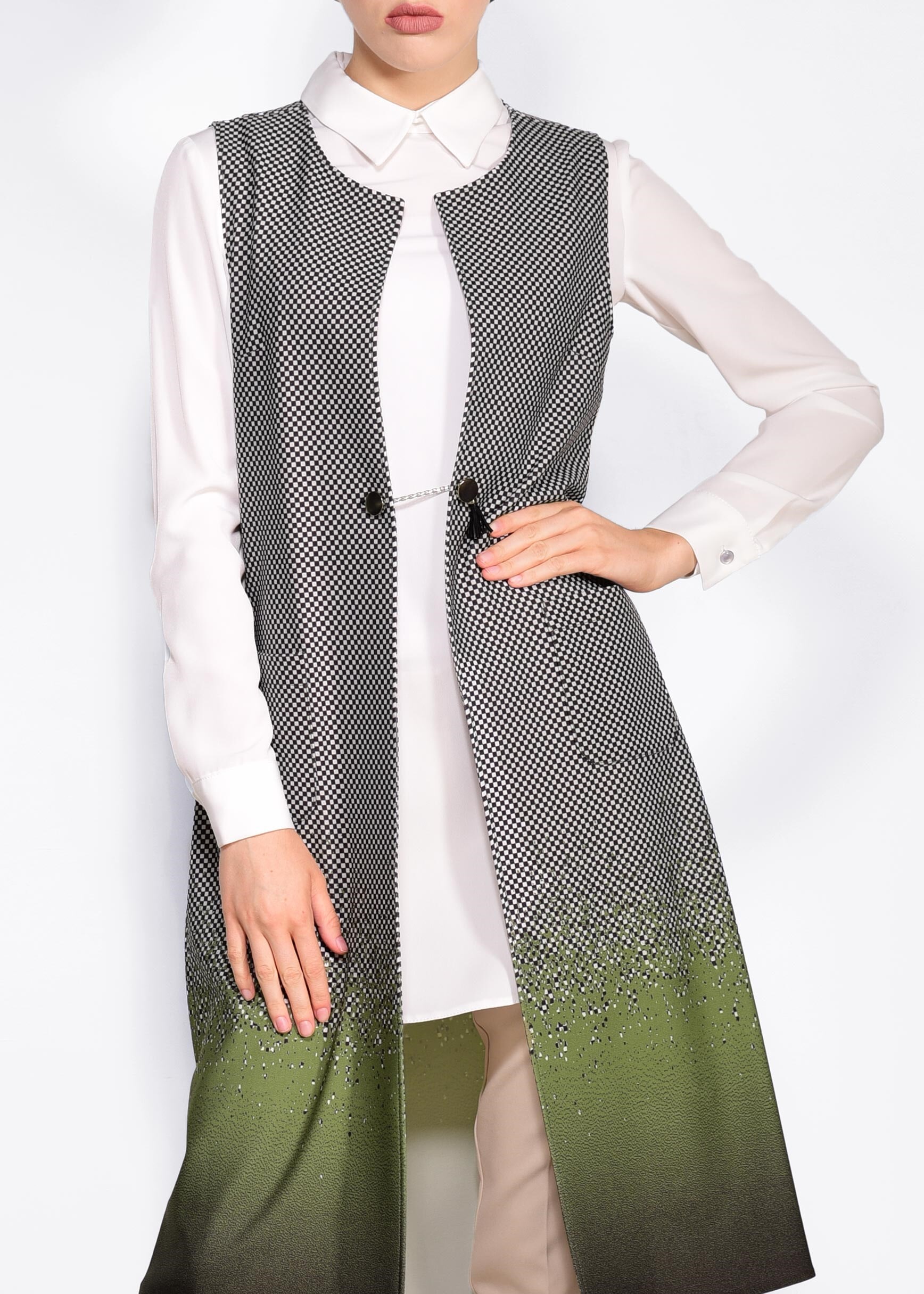 Tesettür giyim HAKİ 4525 POWER 2246 2&prime;Lİ TUNİK 38/46