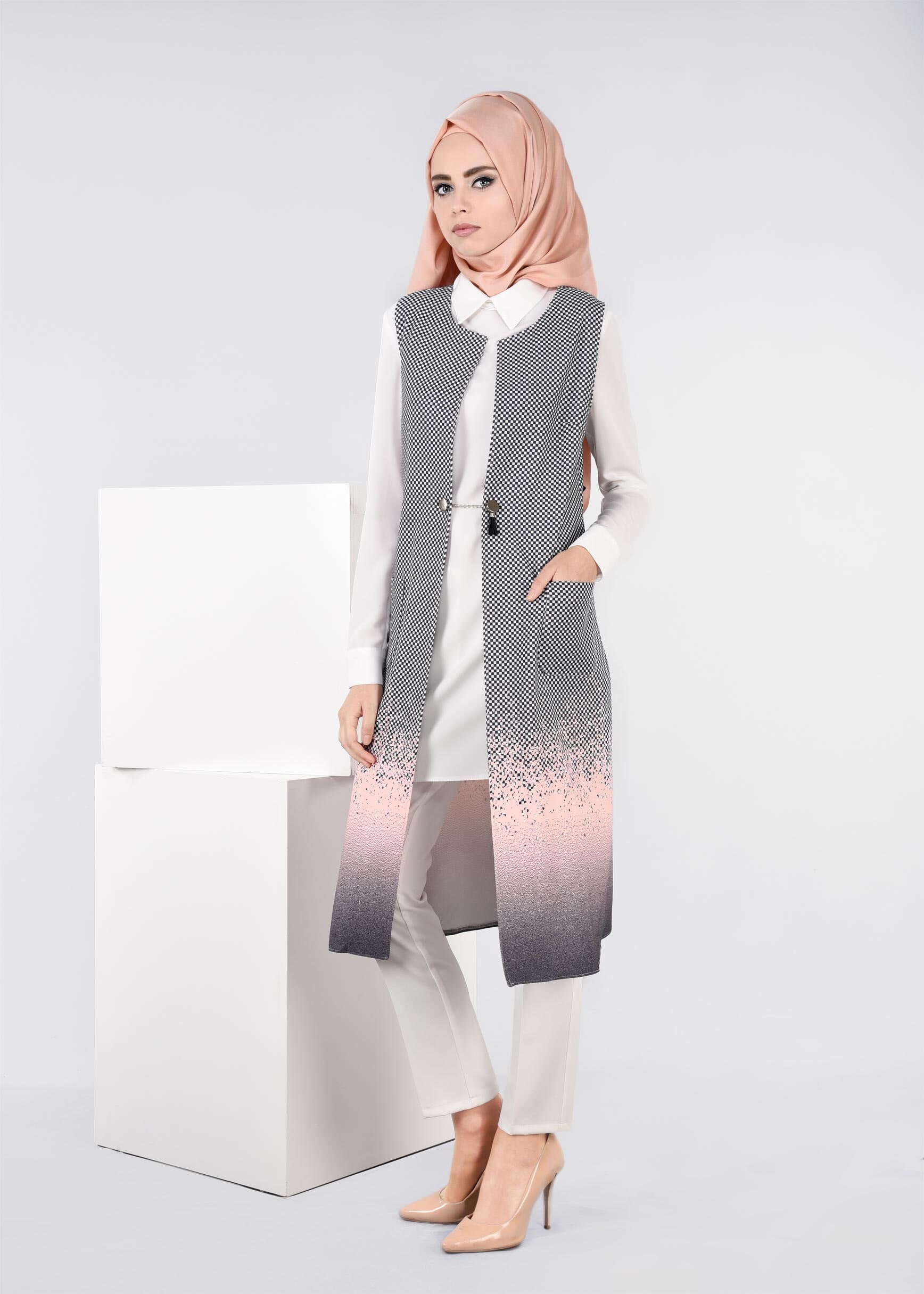 Tesettür giyim PUDRA 4525 POWER 2246 2&prime;Lİ TUNİK 38/46