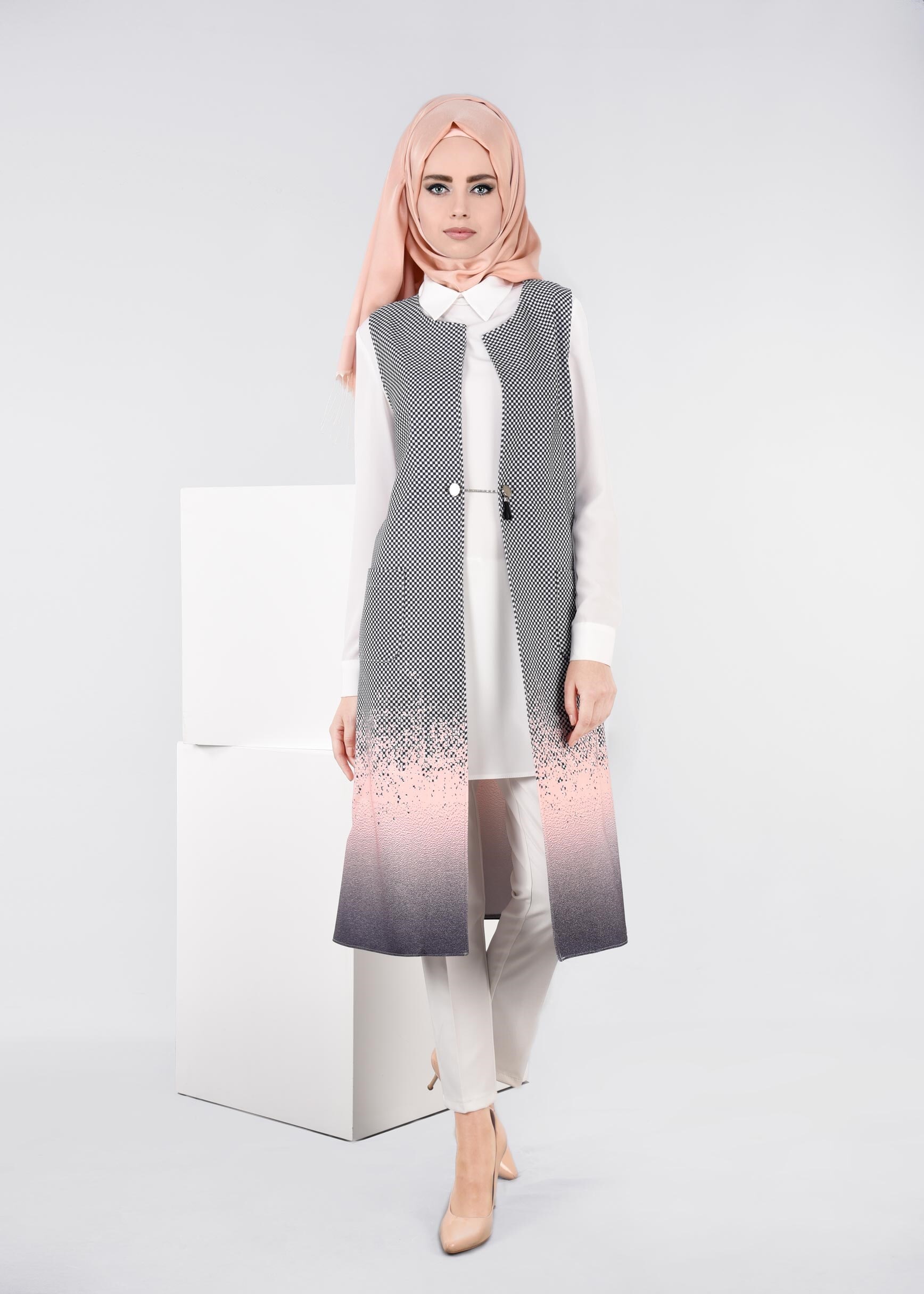 Tesettür giyim PUDRA 4525 POWER 2246 2&prime;Lİ TUNİK 38/46