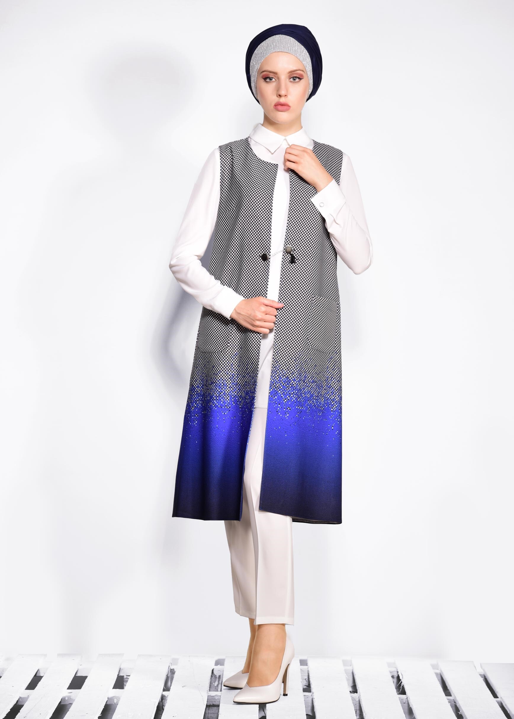 Tesettür giyim LACİVERT 4525 POWER 2246 2&prime;Lİ TUNİK 38/46