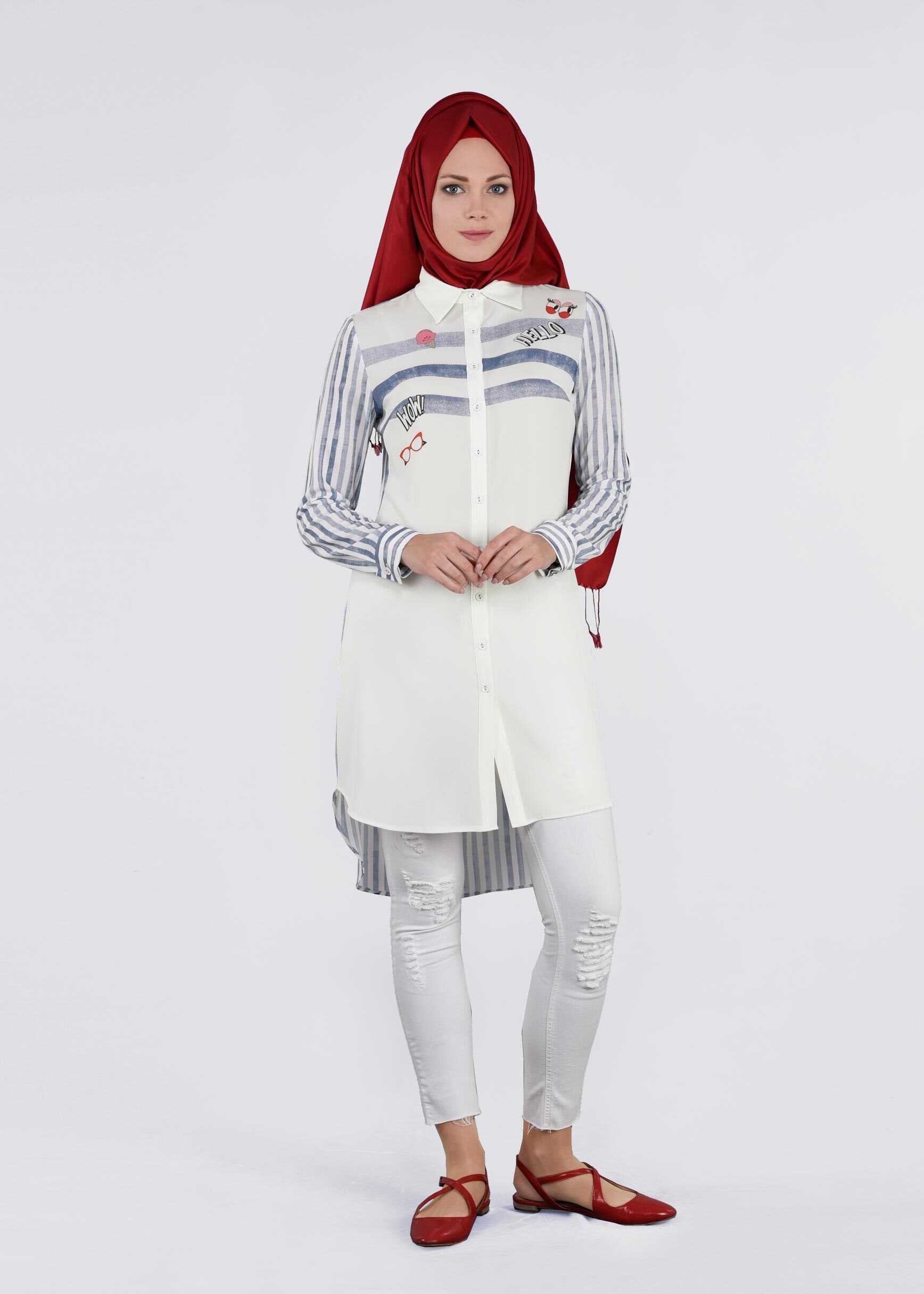 Tesettür giyim MAVİ 4528 CAPRİ 12097 TUNİK 36/44(38-40) TEK36