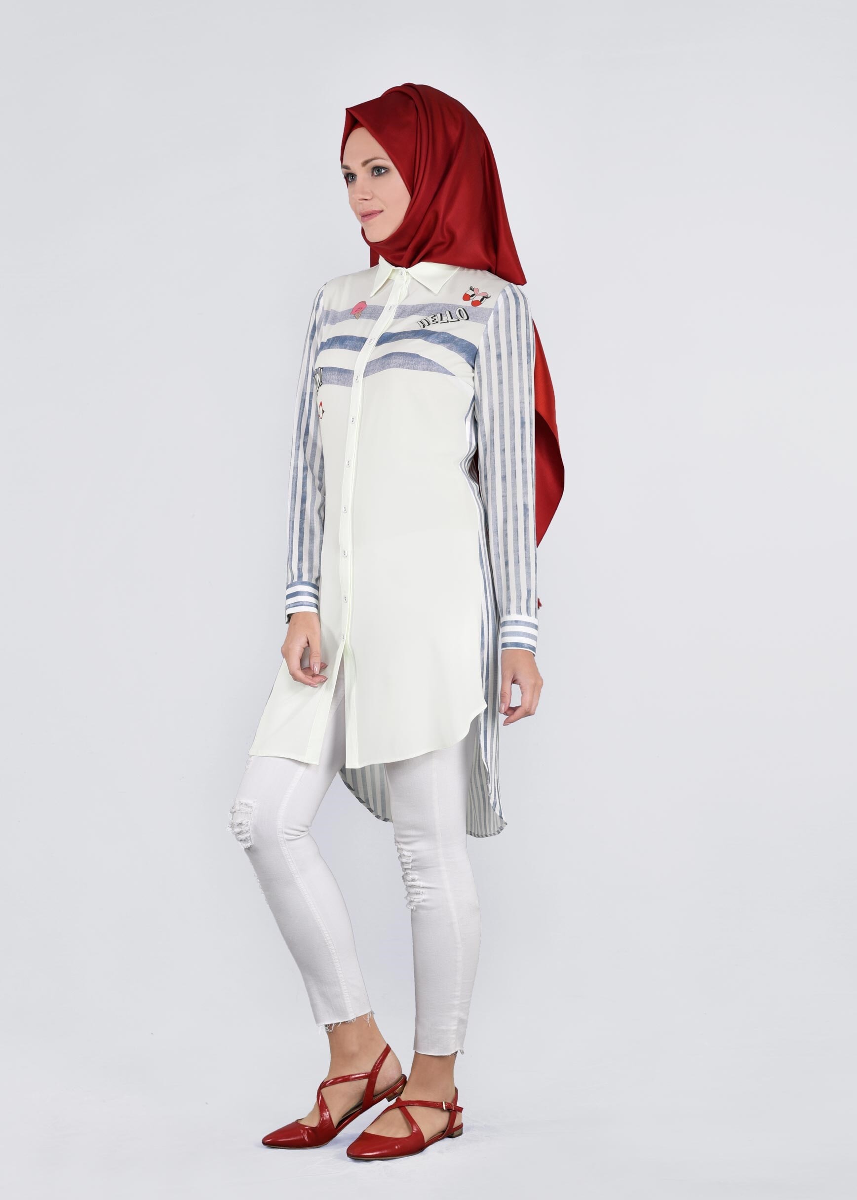 Tesettür giyim MAVİ 4528 CAPRİ 12097 TUNİK 36/44(38-40) TEK36