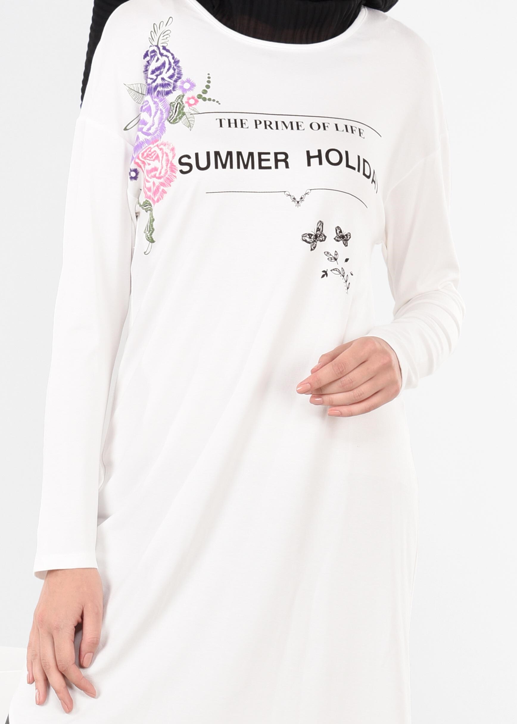 Tesettür giyim BEYAZ 4529 NEW VİSCON LYCRA TUNİK 38/46