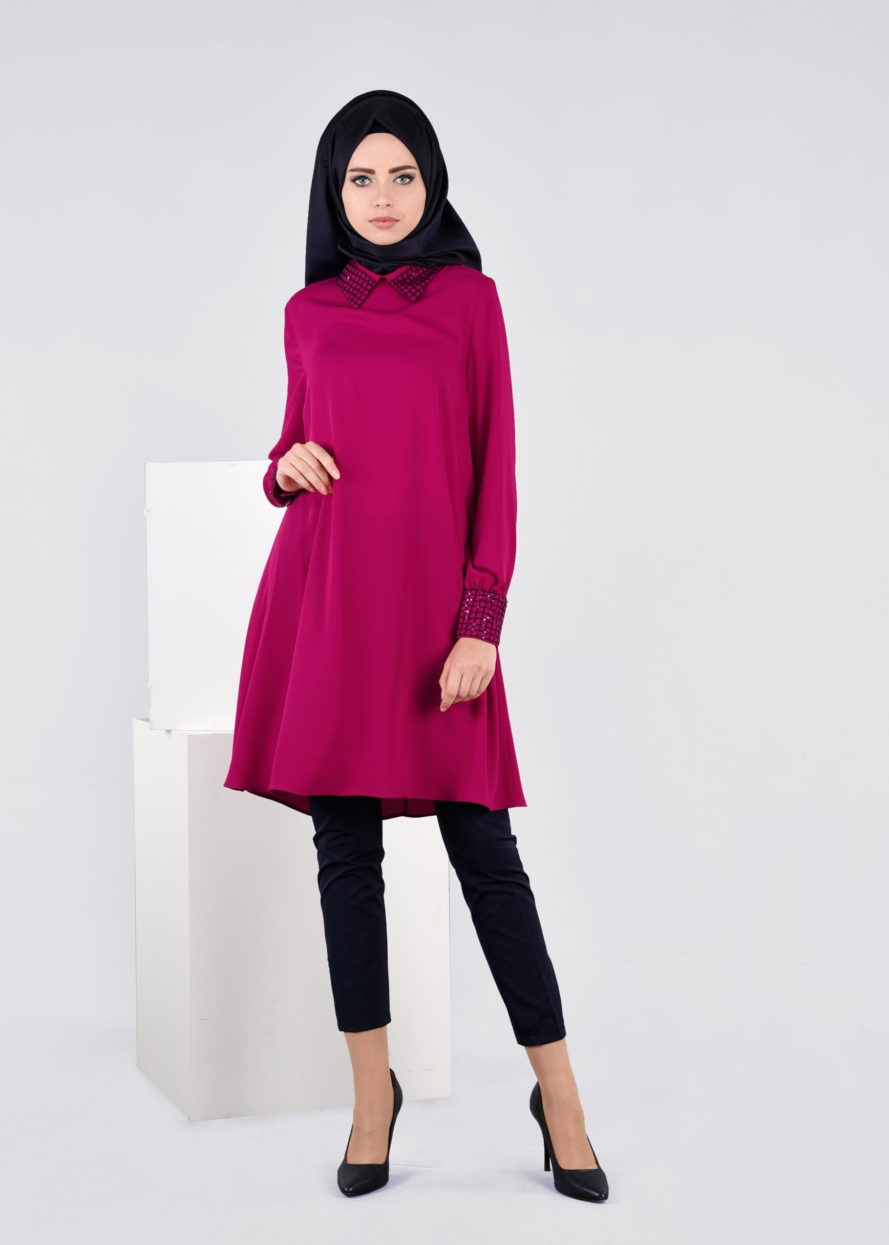 Tesettür giyim FUŞYA 4535 6277 TUNİK 38/46