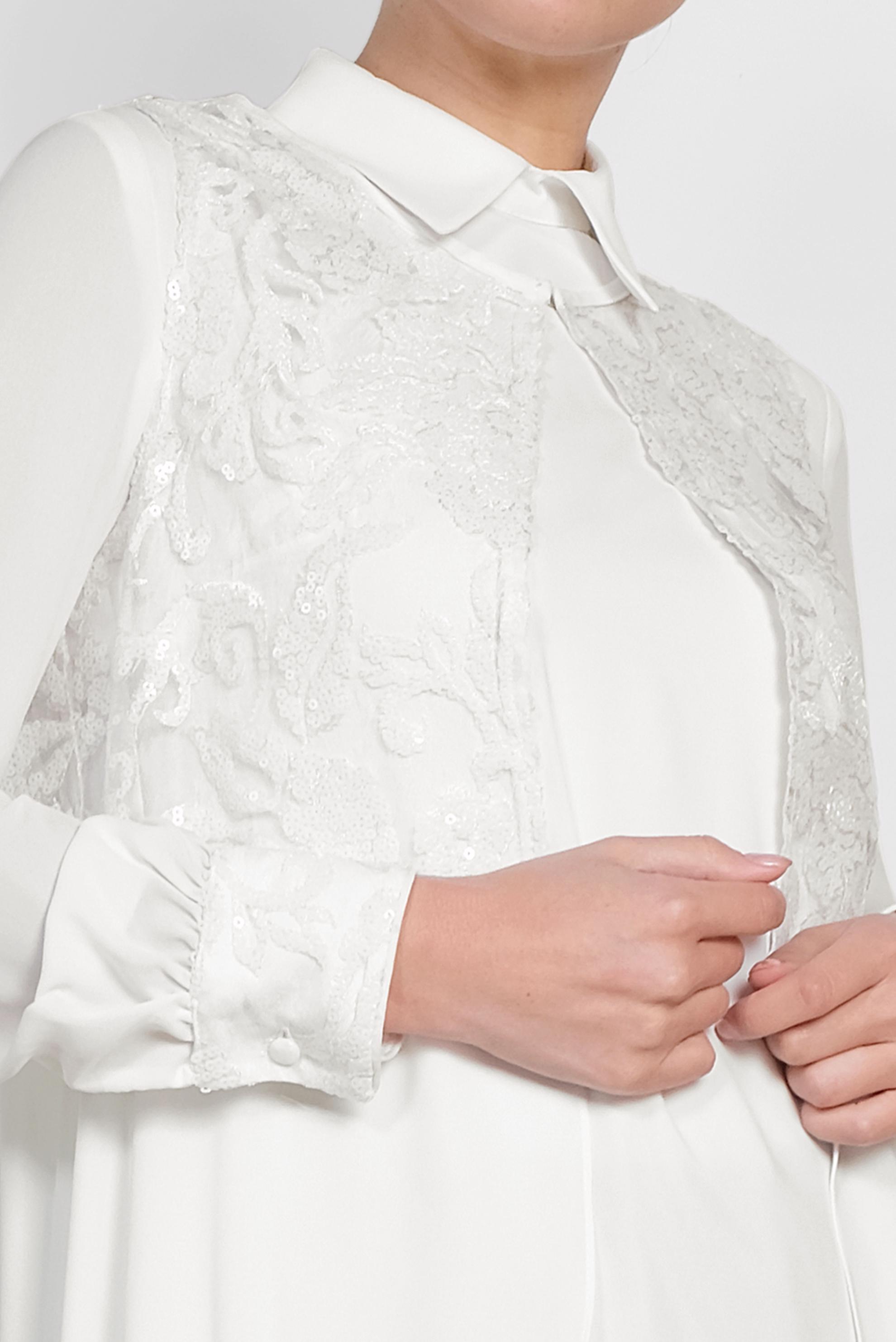 Tesettür giyim BEYAZ PUL PAYET İŞLEMELİ İKİLİ TUNİK 4536