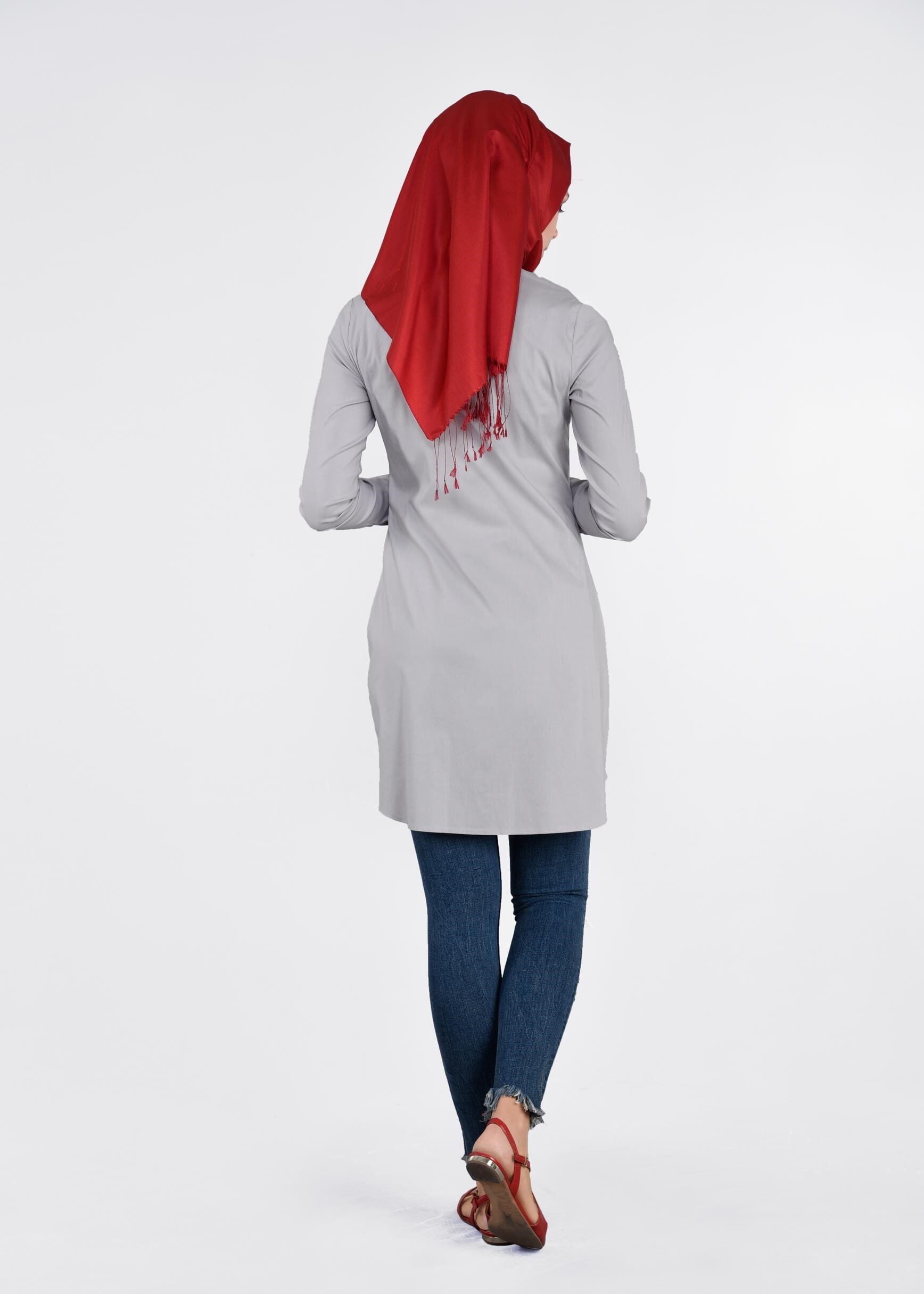 Tesettür giyim GRİ 4551 SAFİR 103 TUNİK 36/44(38-40) TEK42