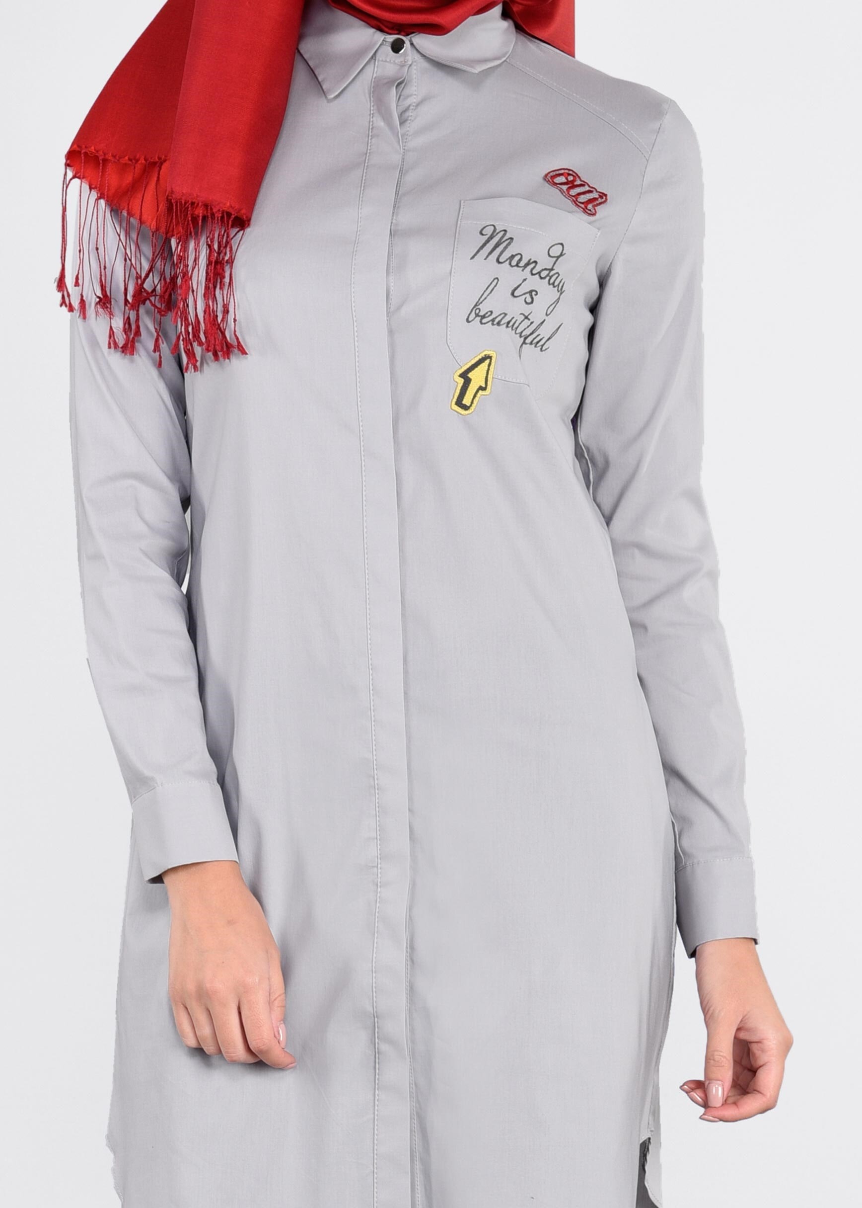 Tesettür giyim GRİ 4551 SAFİR 103 TUNİK 36/44(38-40) TEK42