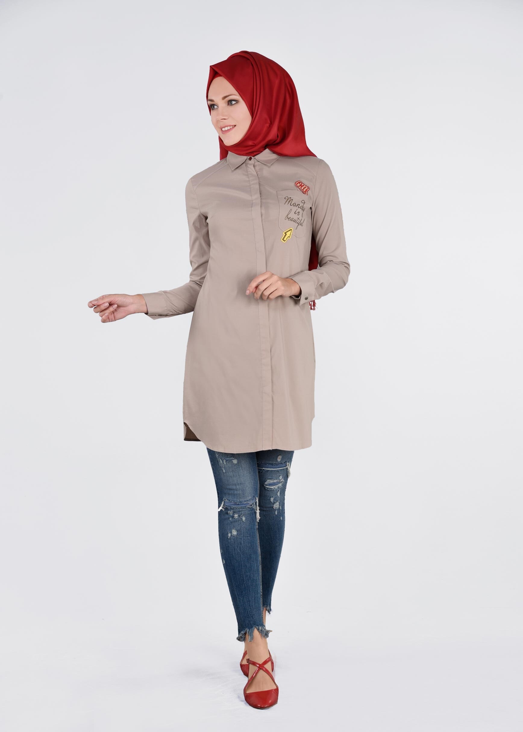 Tesettür giyim VİZON 4551 SAFİR 103 TUNİK 36/44(38-40) TEK42