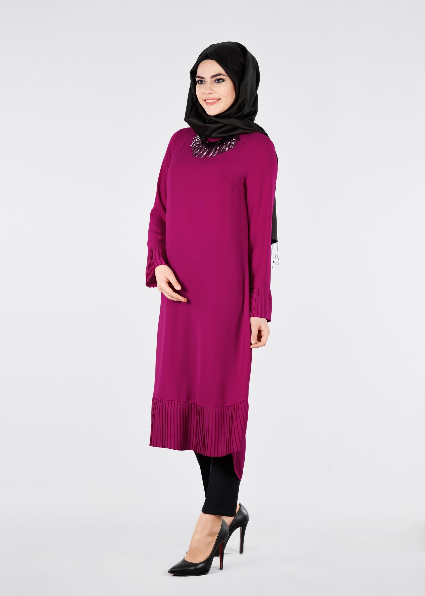 Tesettür giyim FUŞYA 4807 ESİNTİ TESETTÜR TUNİK 38/48 TEK40
