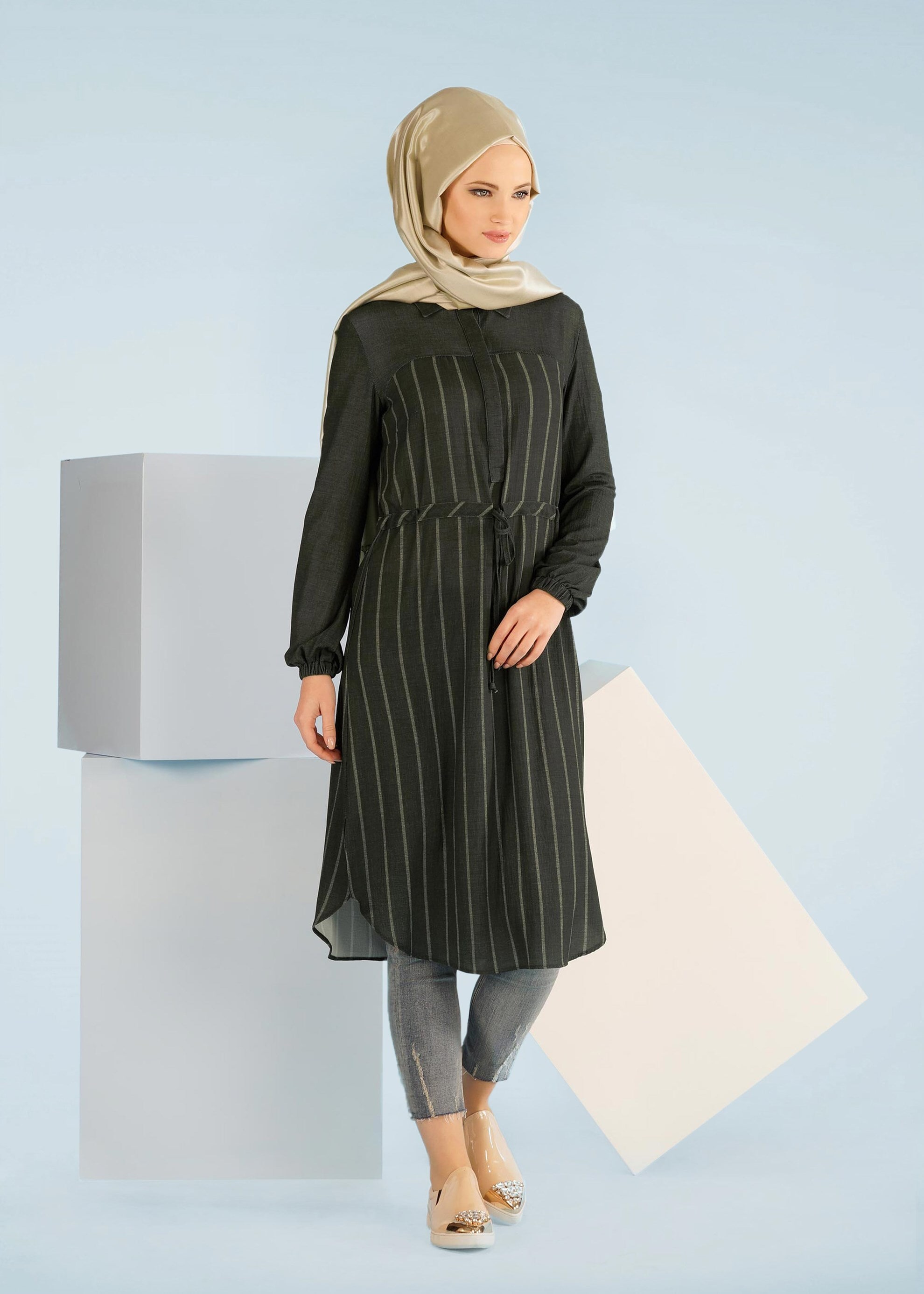Tesettür giyim YEŞİL 4922 CAPRİ 11029 TUNİK 38/44 TEK36