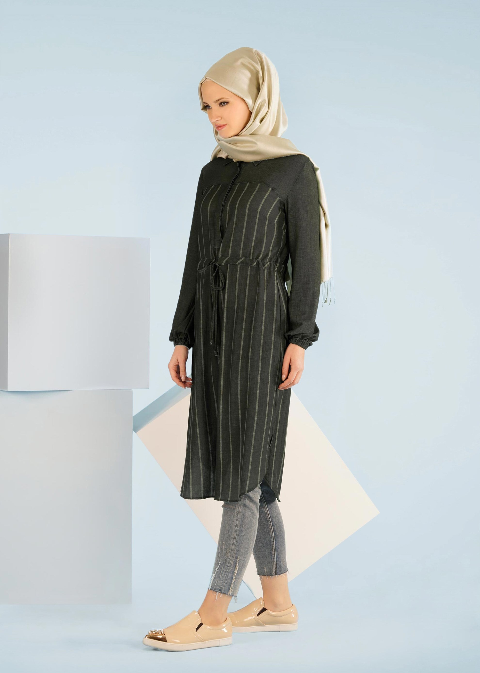 Tesettür giyim YEŞİL 4922 CAPRİ 11029 TUNİK 38/44 TEK36