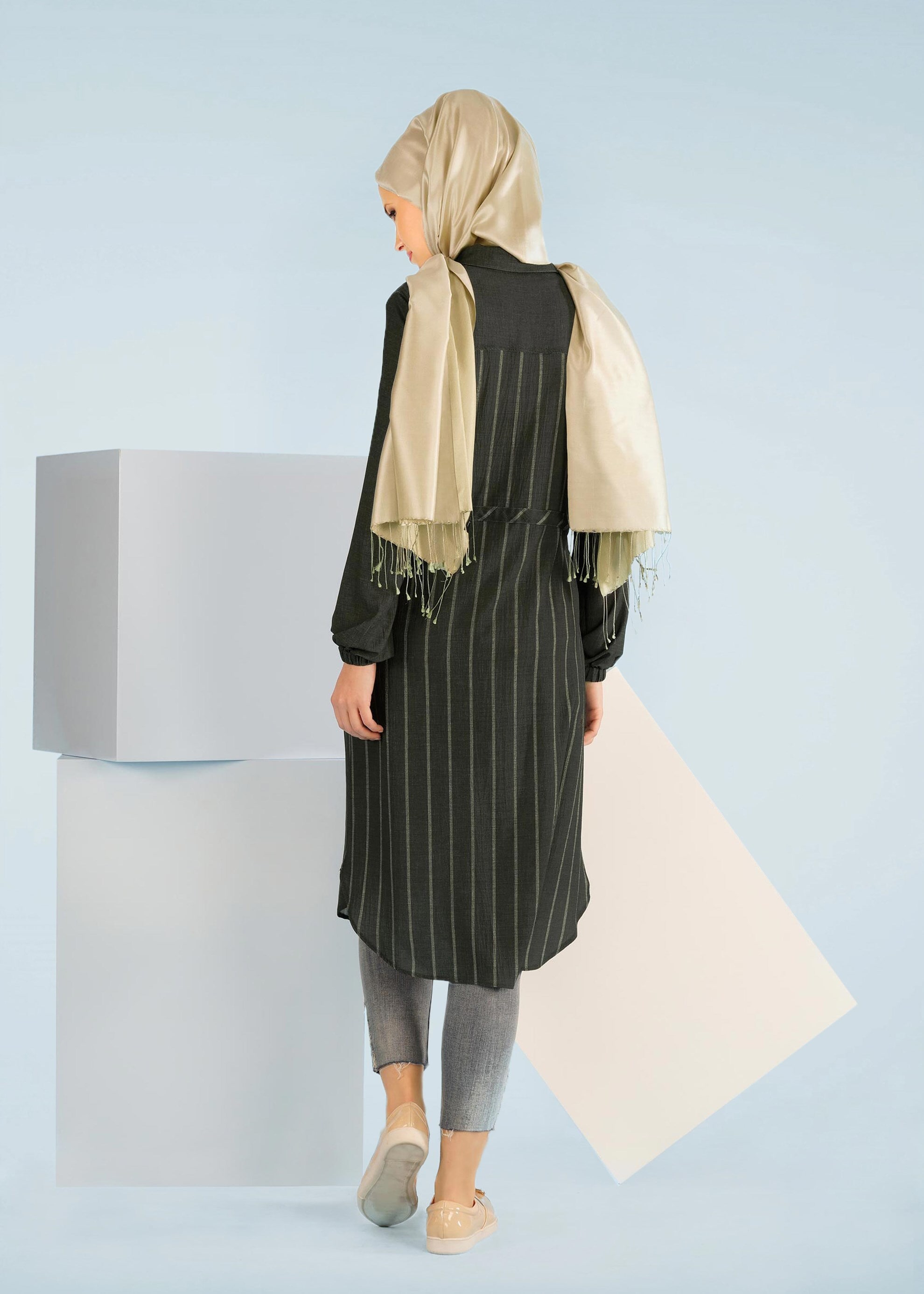 Tesettür giyim YEŞİL 4922 CAPRİ 11029 TUNİK 38/44 TEK36