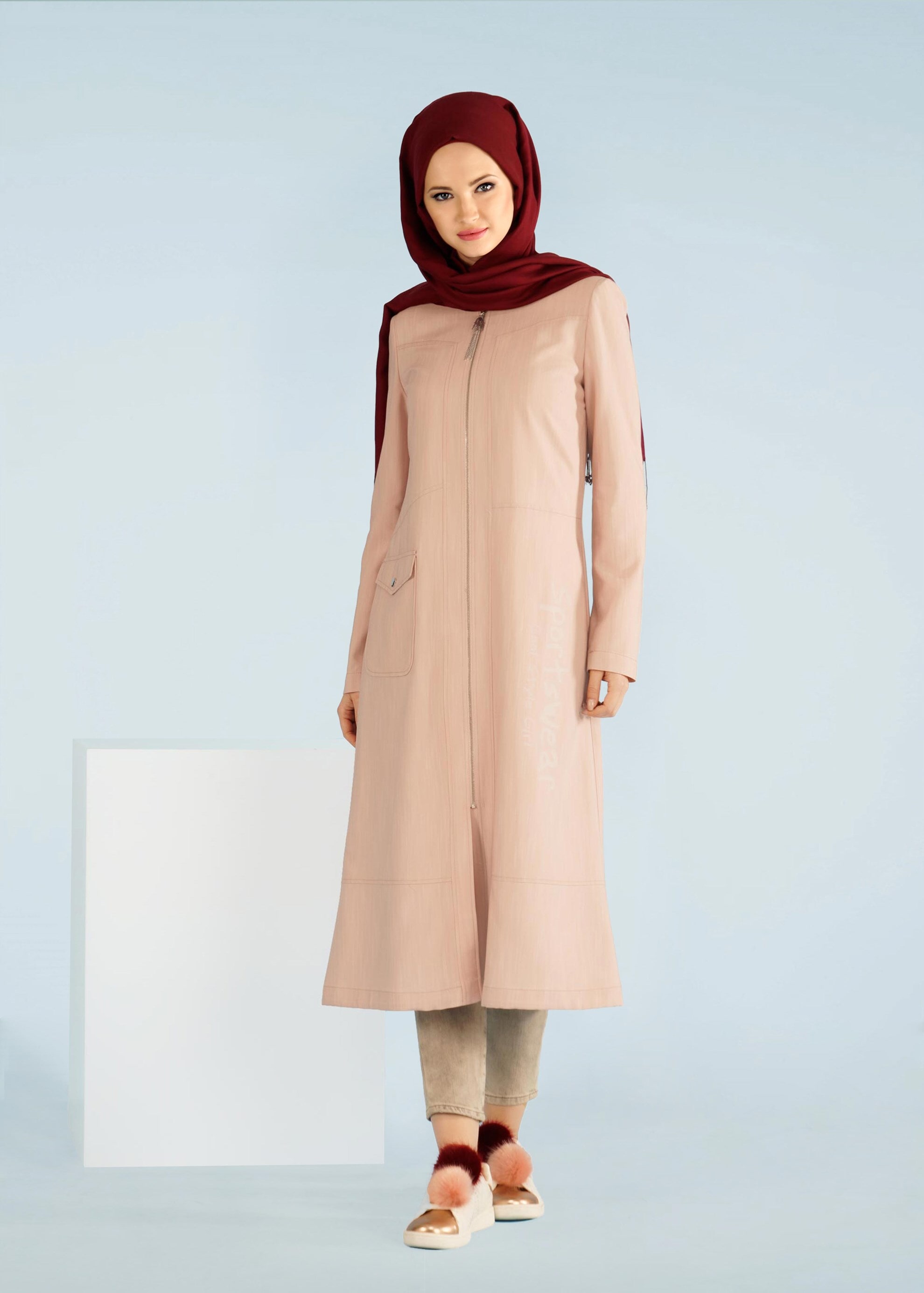 Tesettür giyim BEJ 1008 17575 TRENCH 38/46