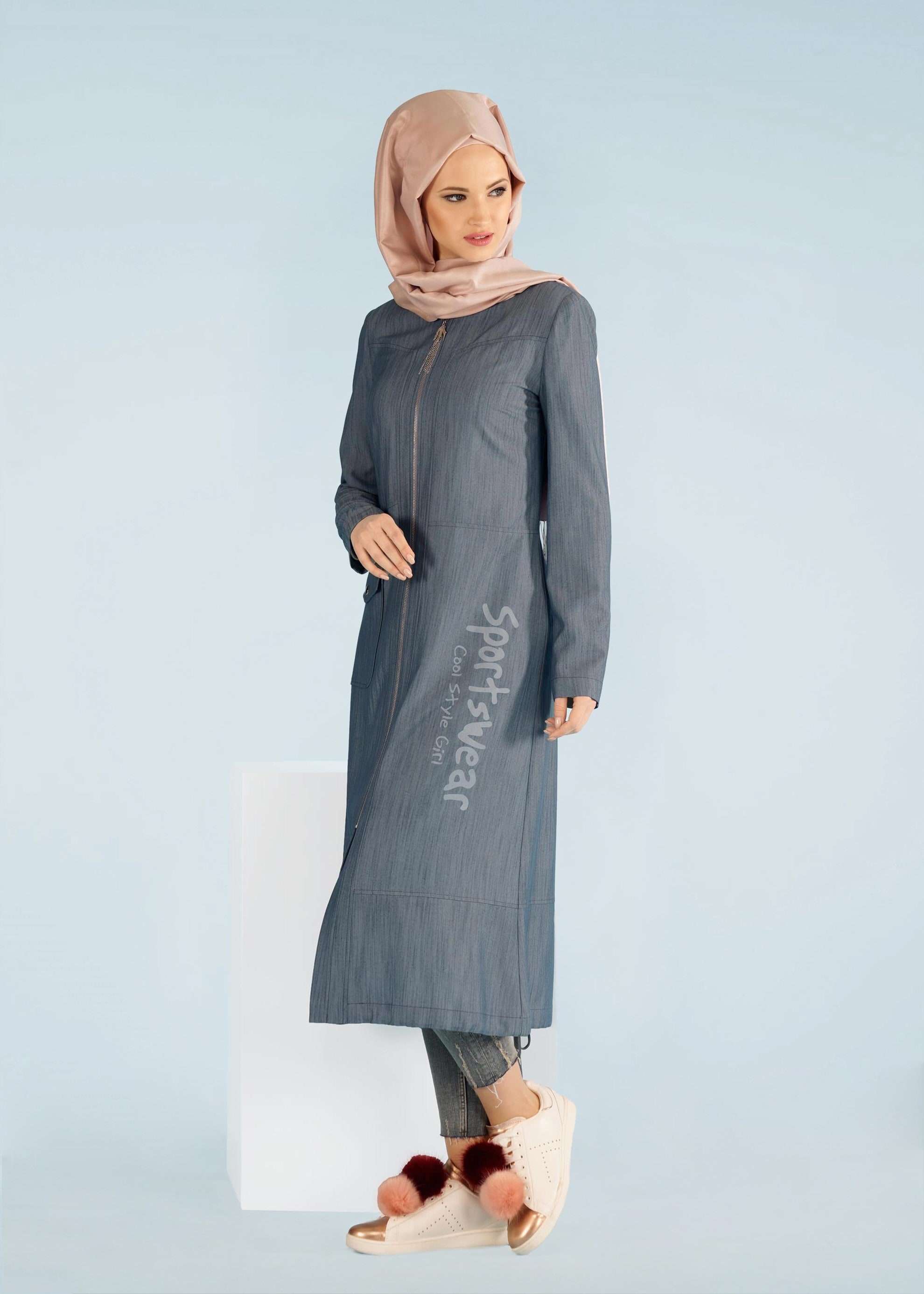 Tesettür giyim LACİVERT 1008 17575 TRENCH 38/46