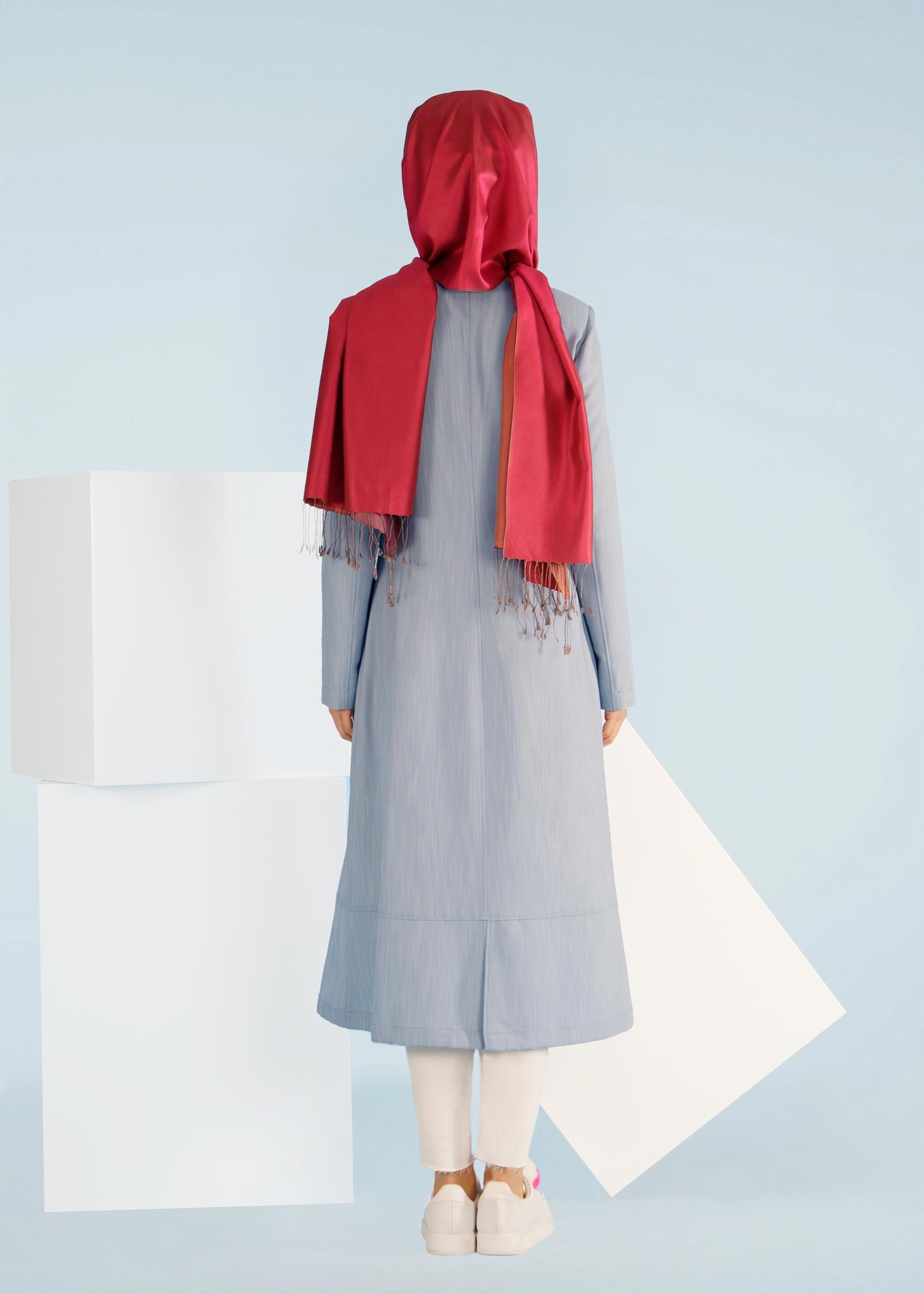 Tesettür giyim MAVİ 1008 17575 TRENCH 38/46