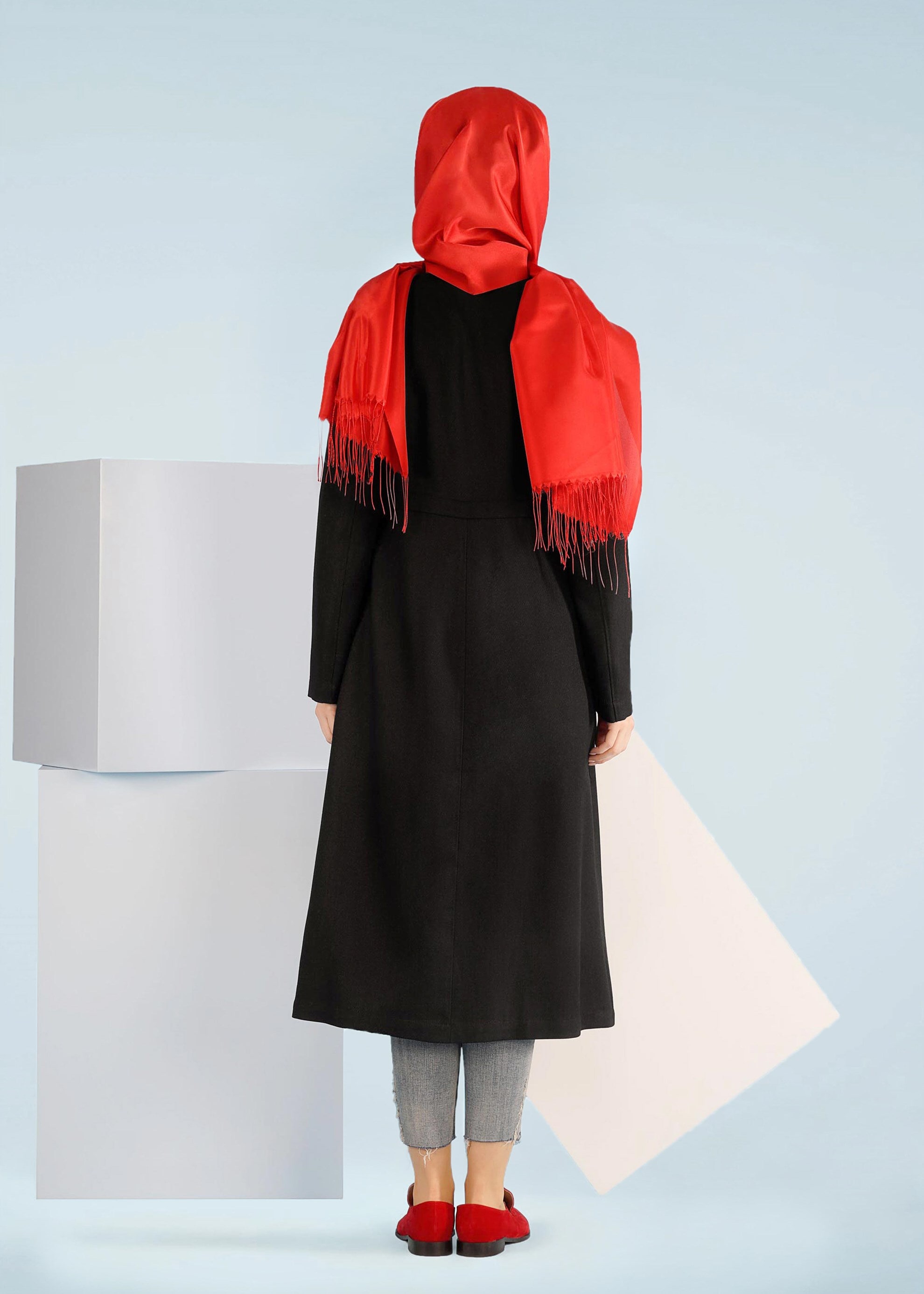 Tesettür giyim SİYAH 1014 TAYLOR TRENCH 38/44 TEK40