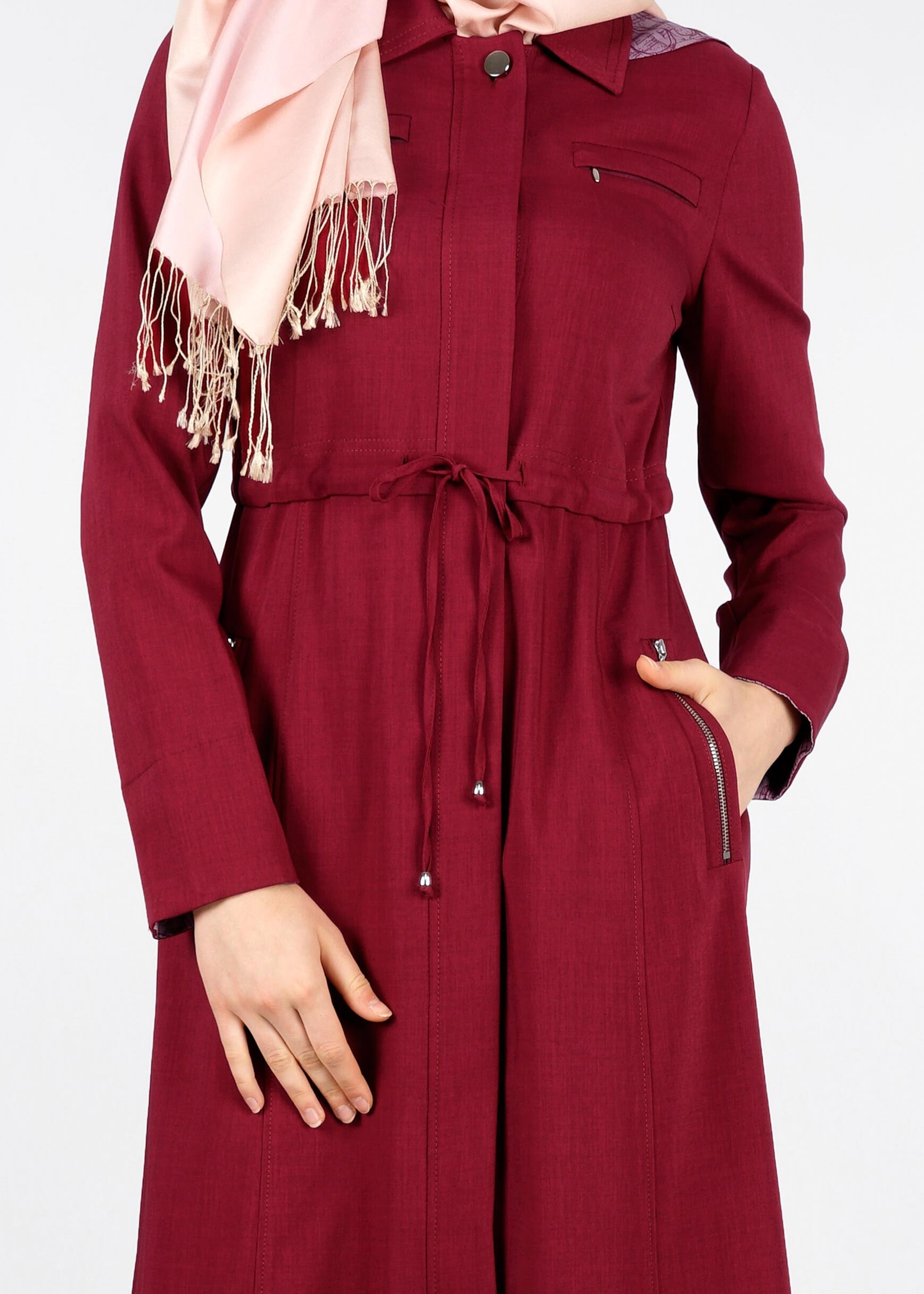 Tesettür giyim FUŞYA 1017 STİL 8563 TRENCH 38/46 TEK40-42