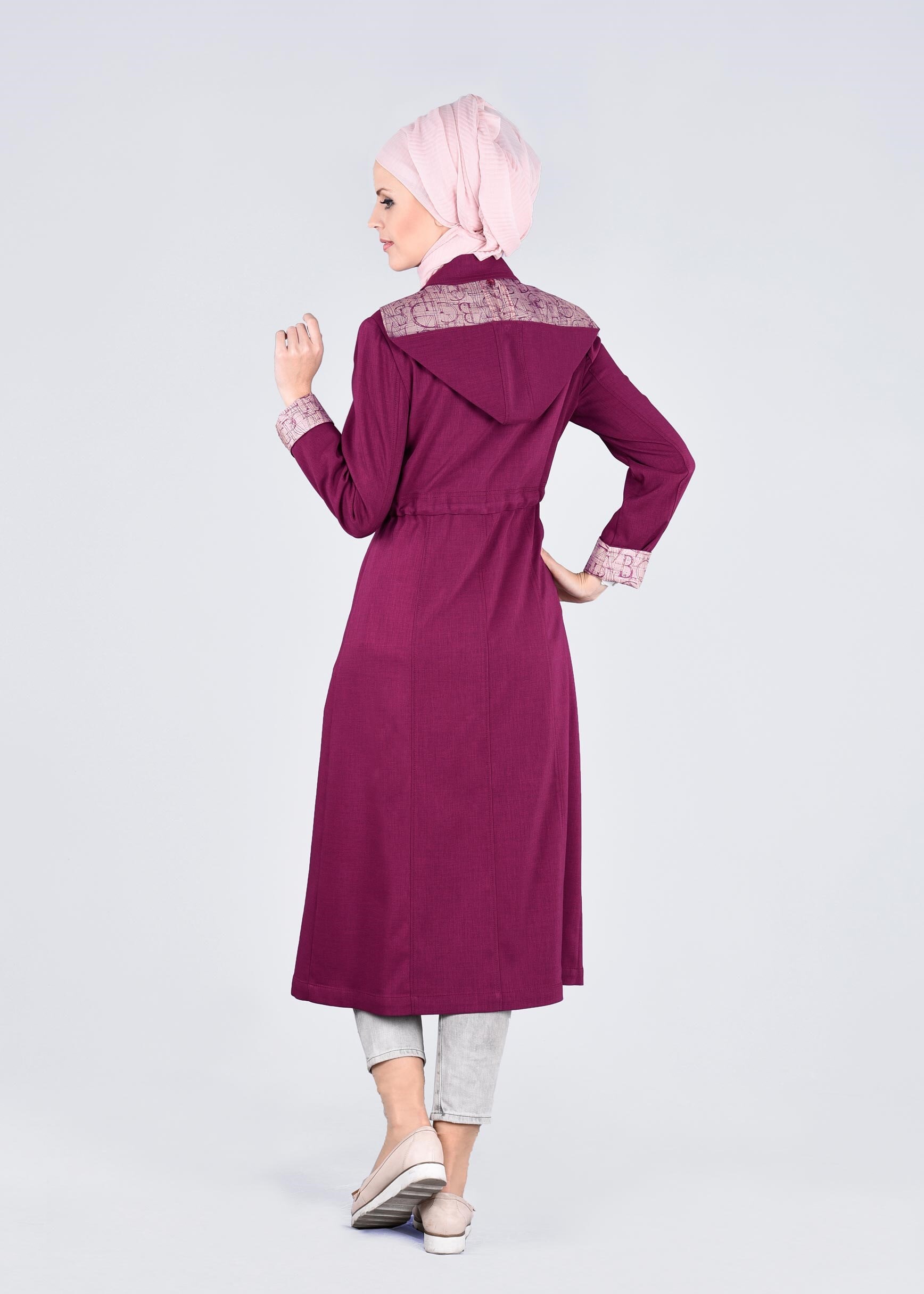Tesettür giyim MOR 1017 STİL 8563 TRENCH 38/46 TEK40-42
