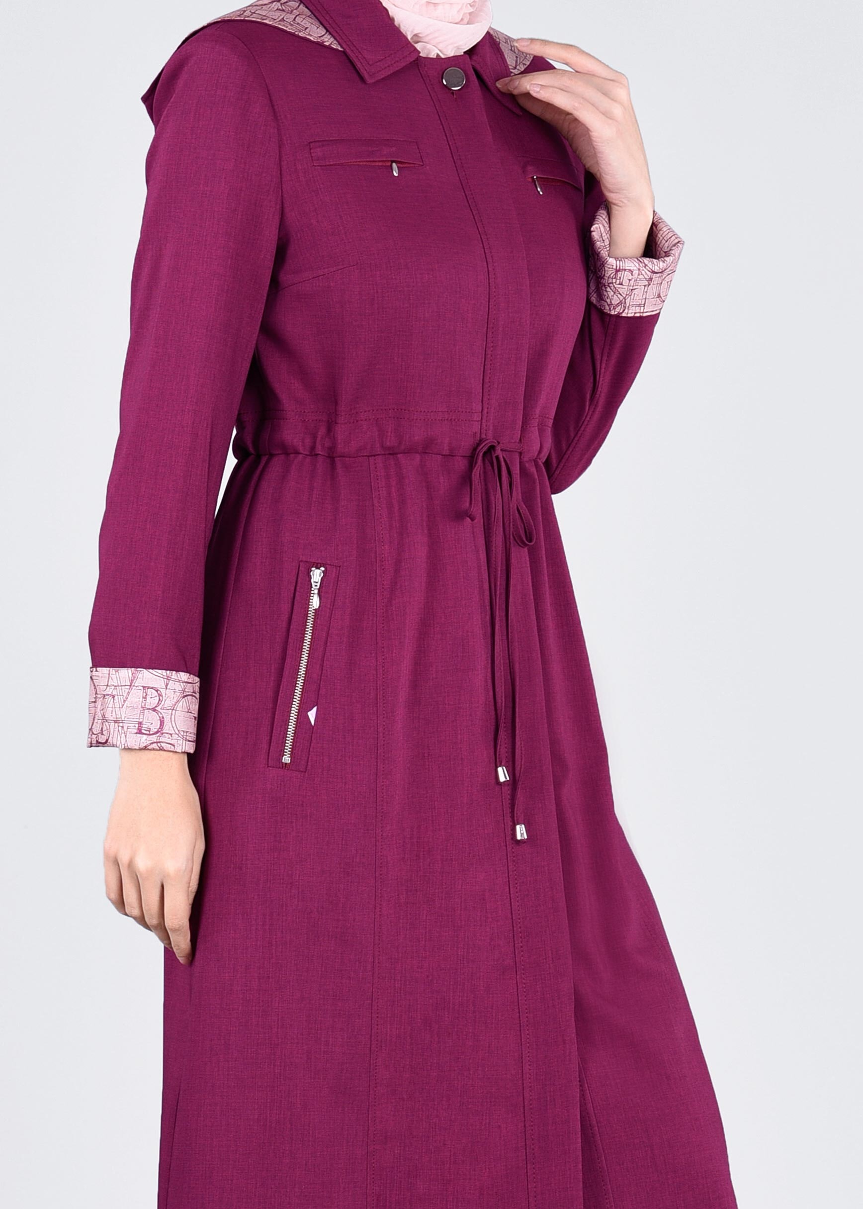 Tesettür giyim MOR 1017 STİL 8563 TRENCH 38/46 TEK40-42