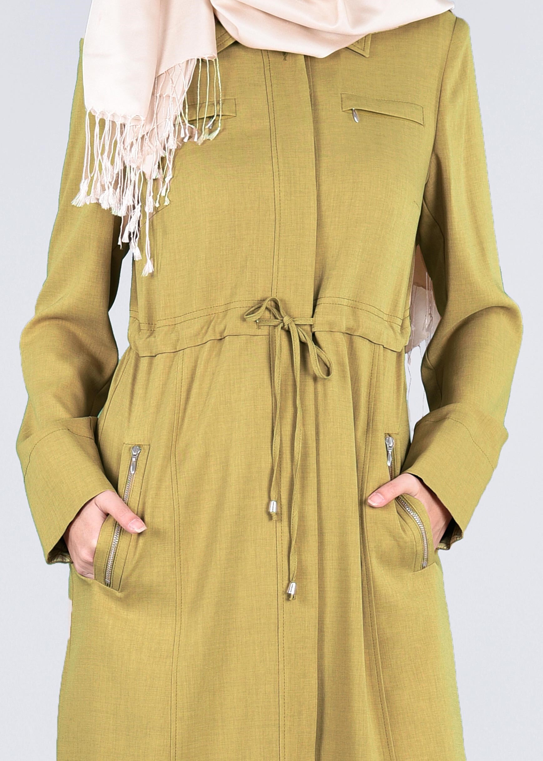 Tesettür giyim YEŞİL 1017 STİL 8563 TRENCH 38/46 TEK40-42