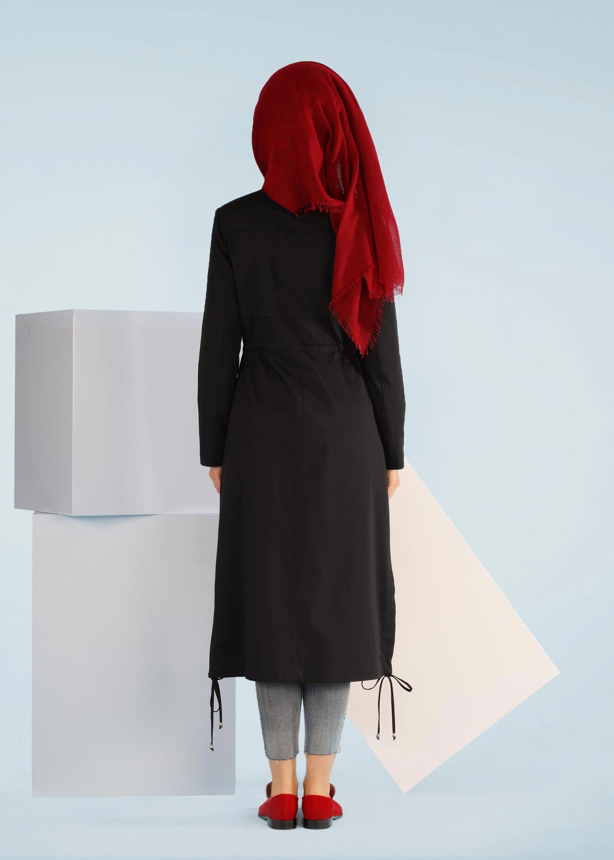 Tesettür giyim SİYAH 1018 15666 TRENCH 36/44