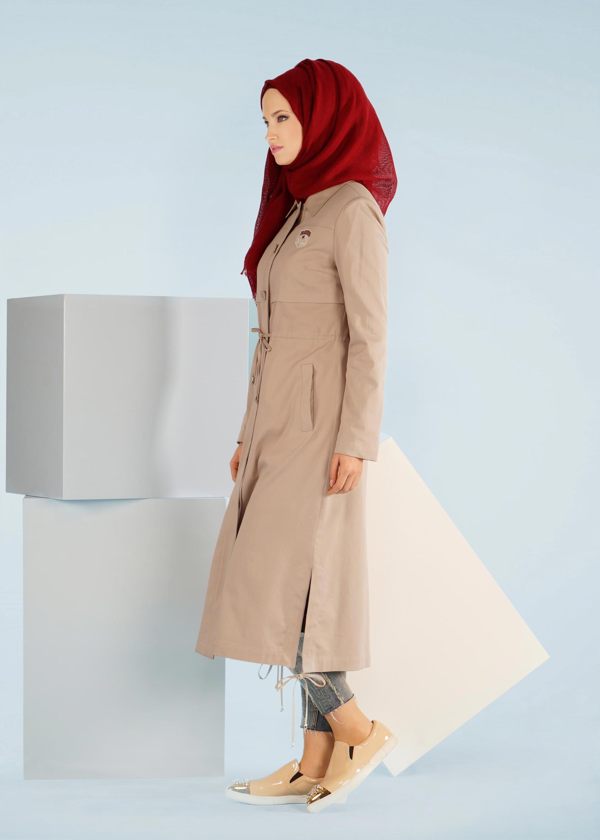 Tesettür giyim BEJ 1018 15666 TRENCH 36/44