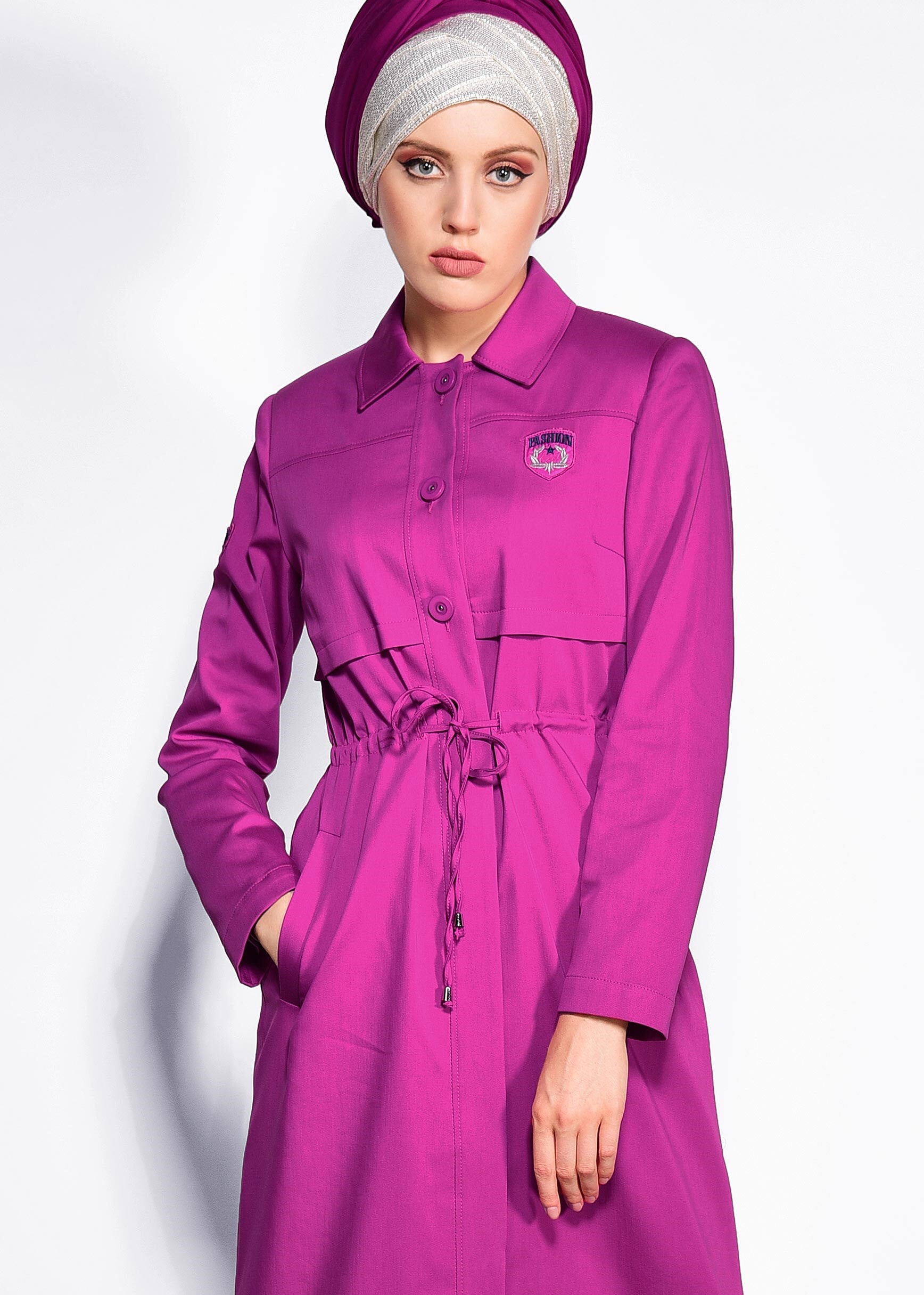 Tesettür giyim FUŞYA 1018 15666 TRENCH 36/44